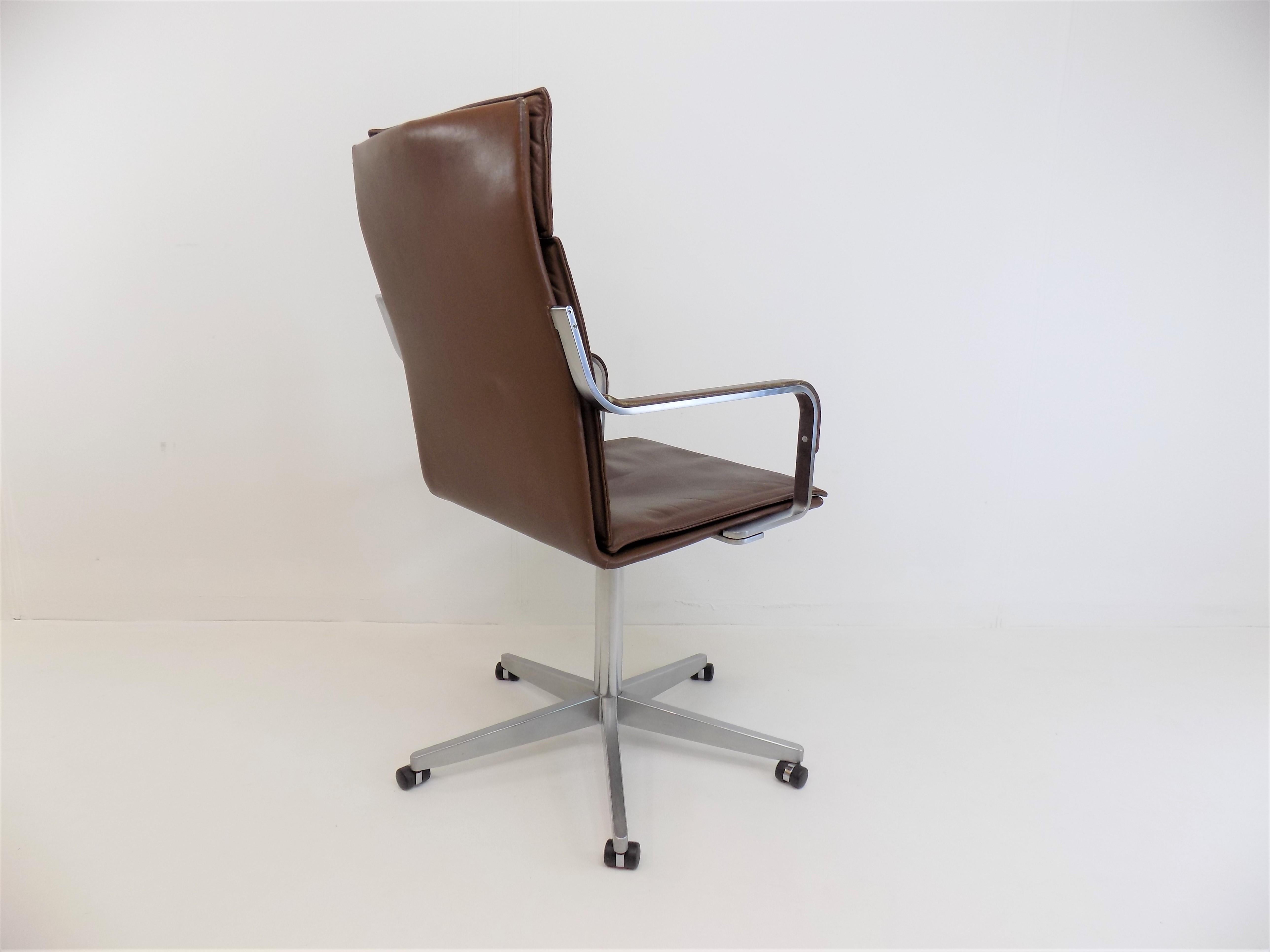 German Leather Desk Chair by Rudolf Glatzel for Walter Knoll For Sale