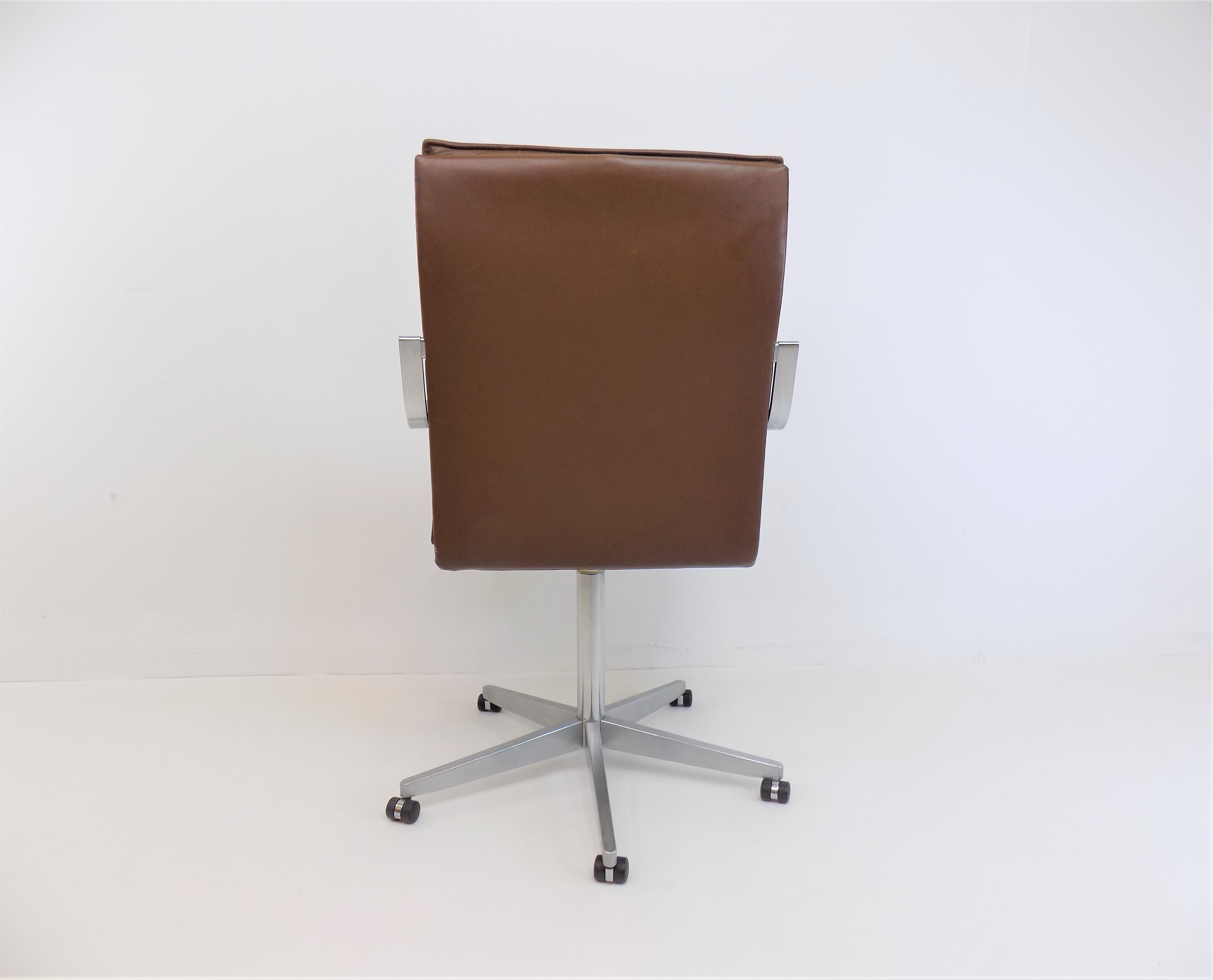 Leather Desk Chair by Rudolf Glatzel for Walter Knoll In Good Condition For Sale In Ludwigslust, DE