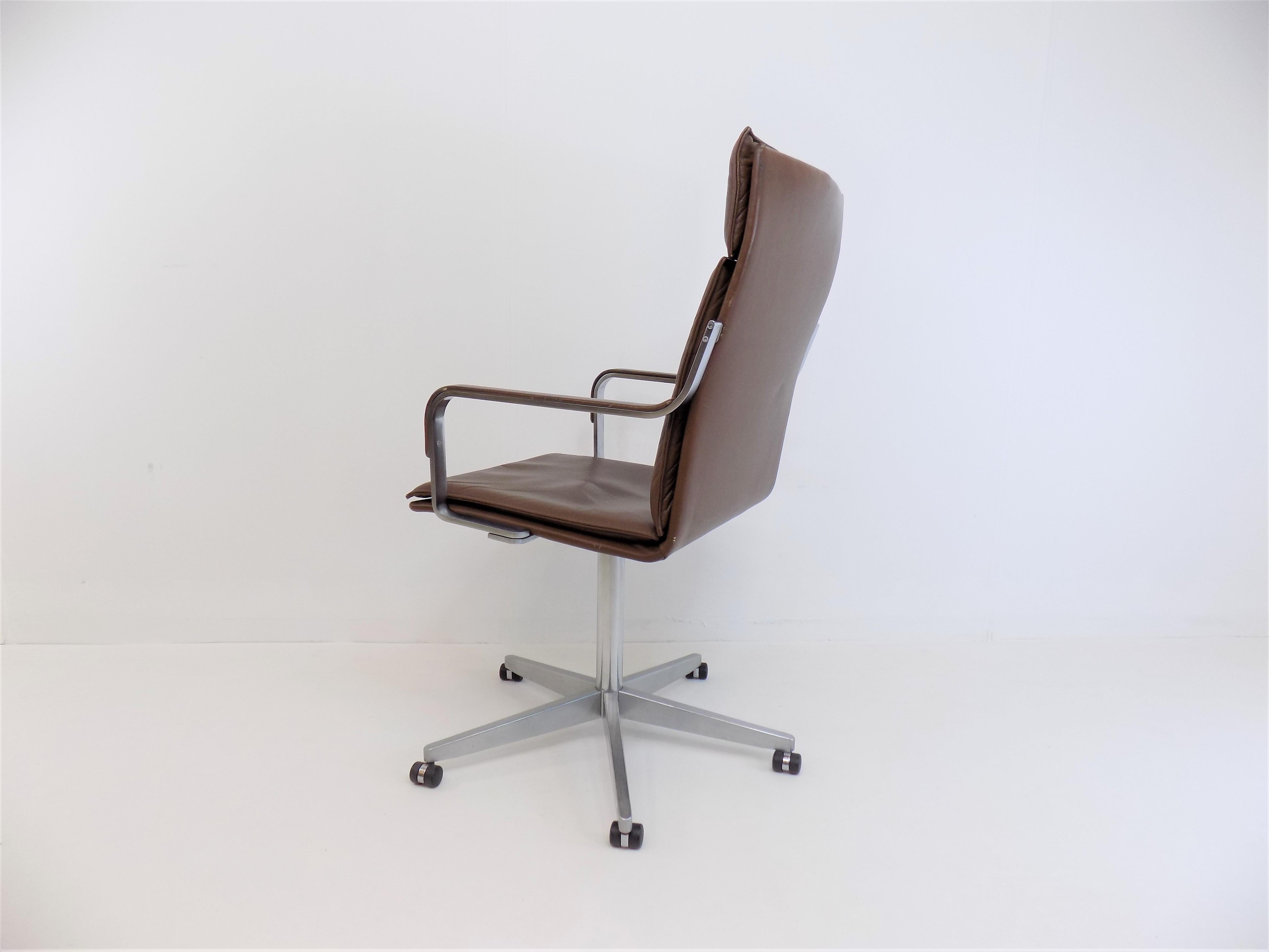 Fin du 20e siècle Chaise de bureau en cuir de Rudolf Glatzel pour Walter Knoll en vente