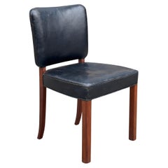 Silla de escritorio de cuero Dinamarca, años 50