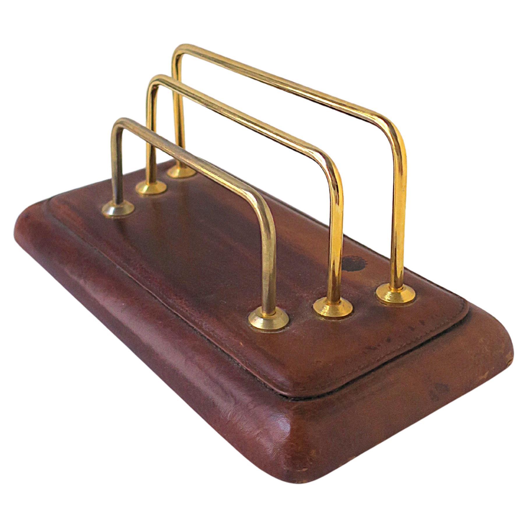 Leather Desk Mail Letter Holder For Sale