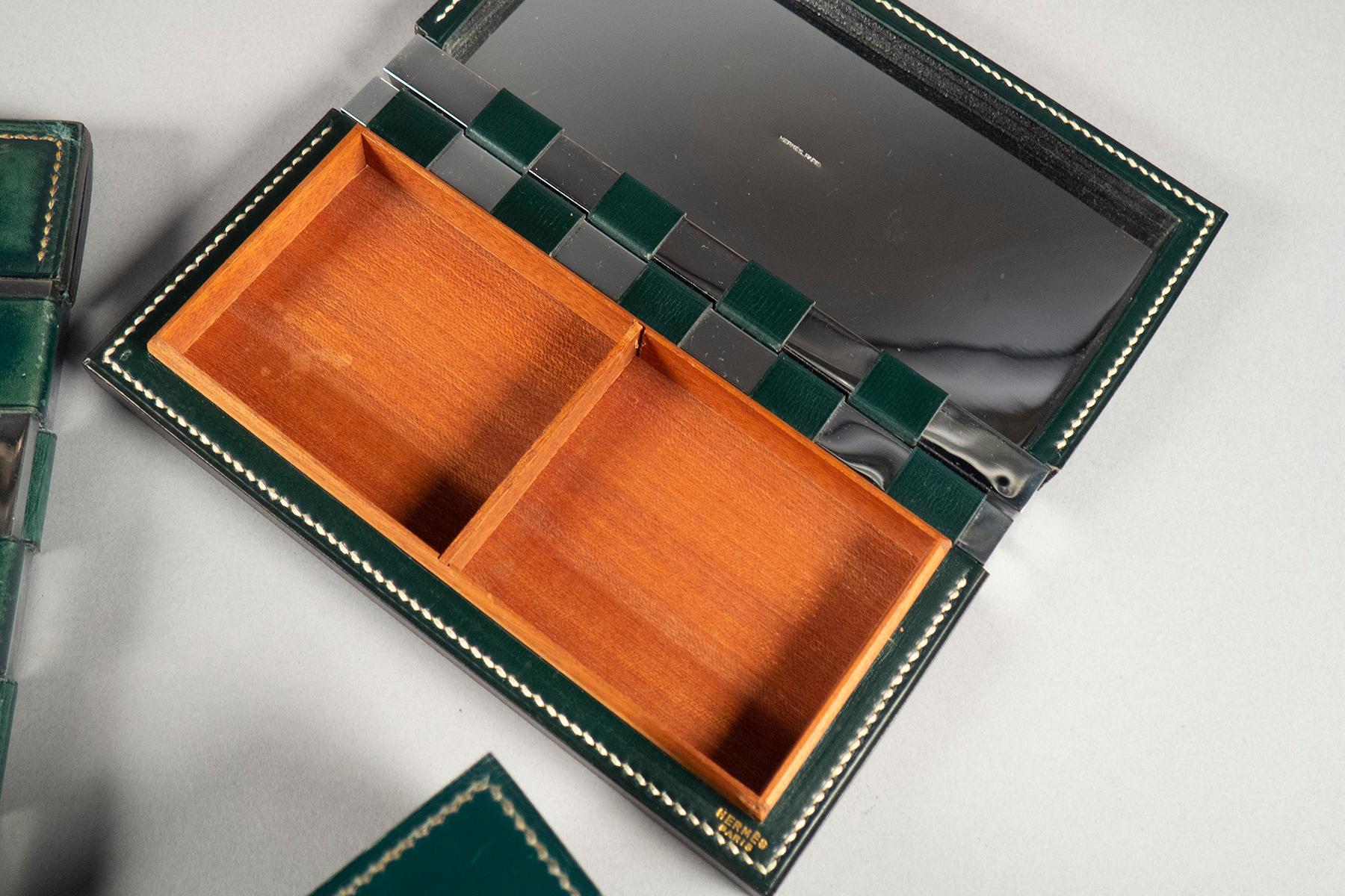 Mid-Century Modern Leather Desk Set by Paul Dupre-Lafon for Hermes, France, 1960s