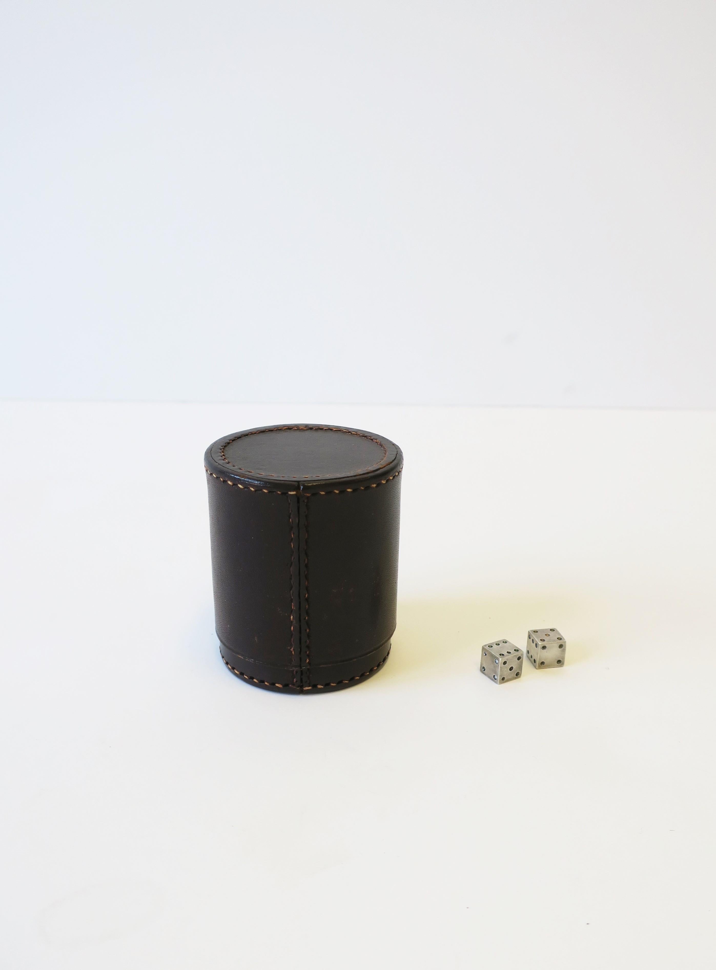 Steel Leather Dice Shaker and Dice Set for Games For Sale