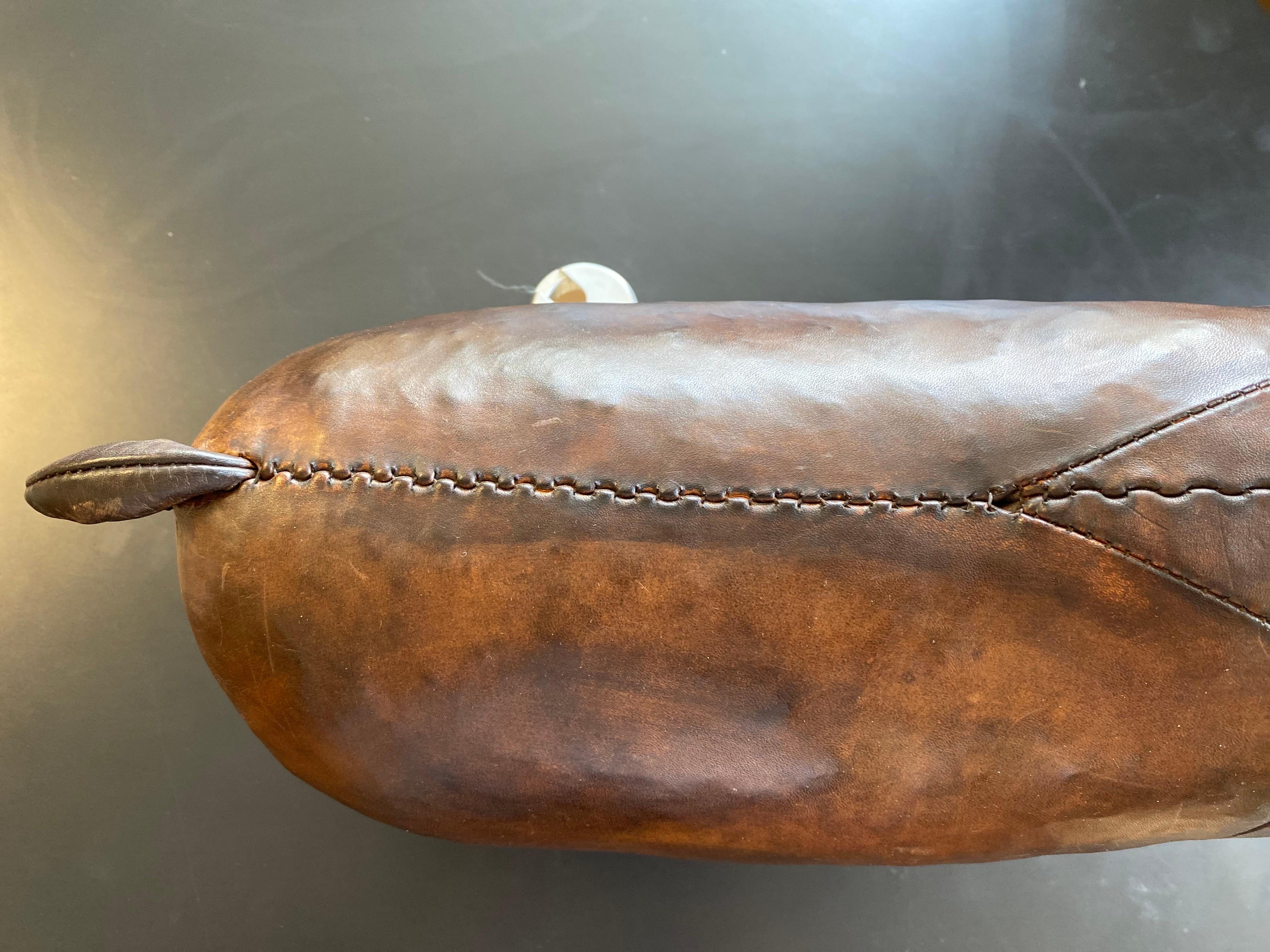 20th Century Leather Dimitri Omersa Baby Hippo Footstool