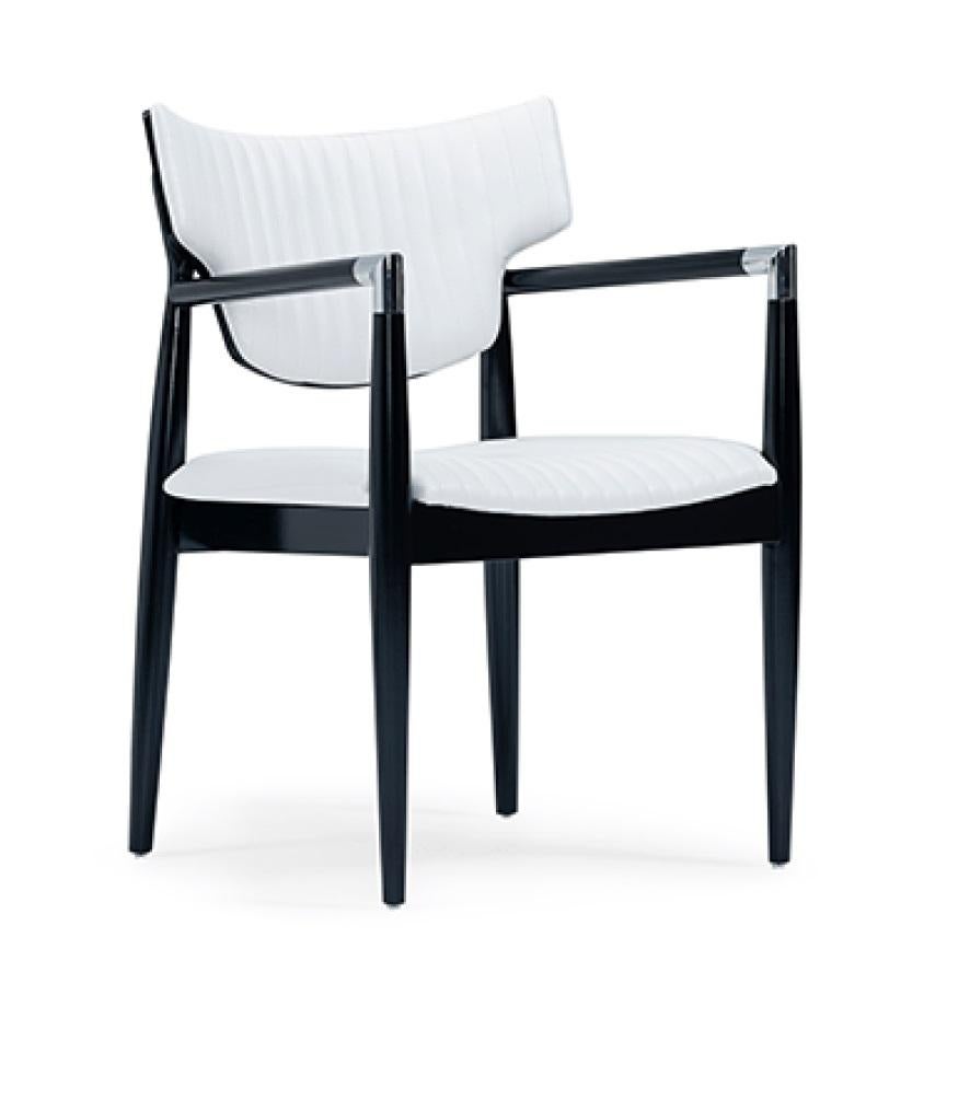 Leather Dining Armchair Made to Order in Walnut Finish 2