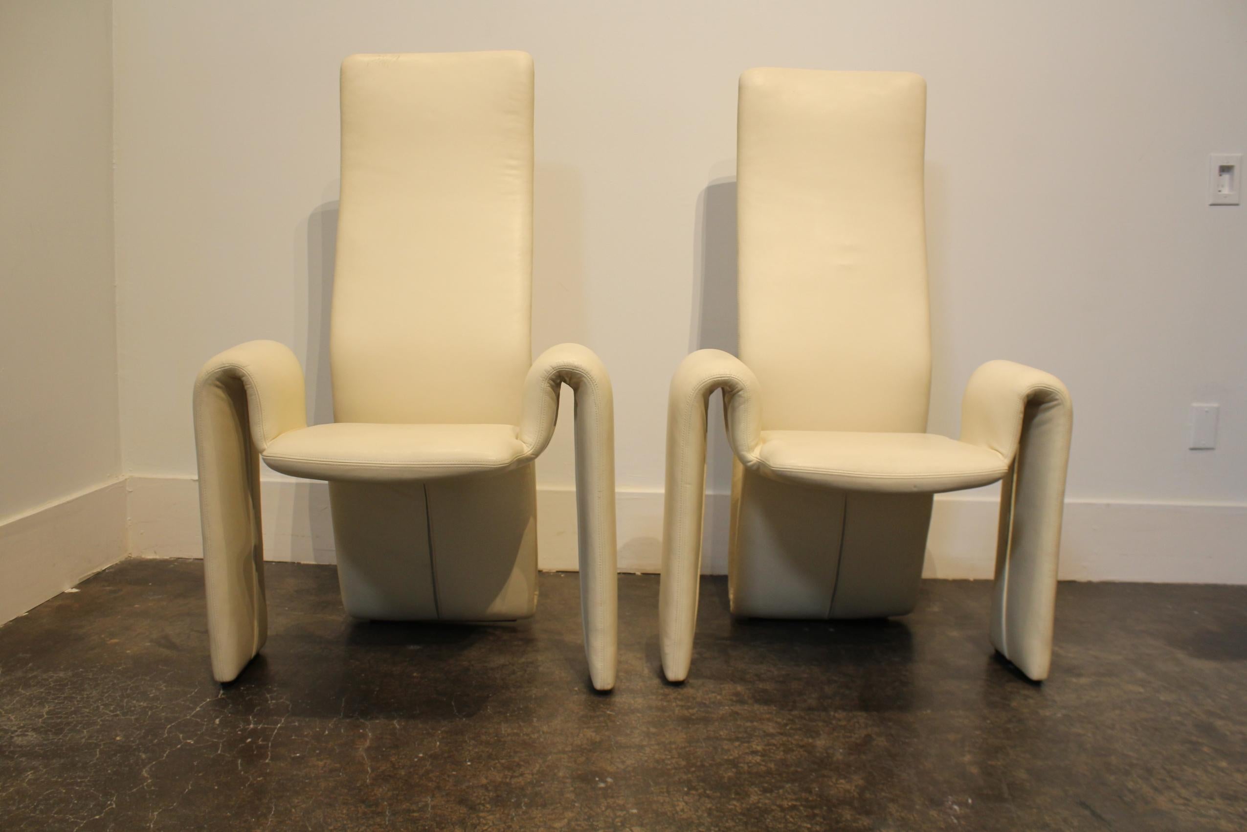 Mid-Century Modern Leather Dining Chairs by Steve Leonard for Brayton International For Sale