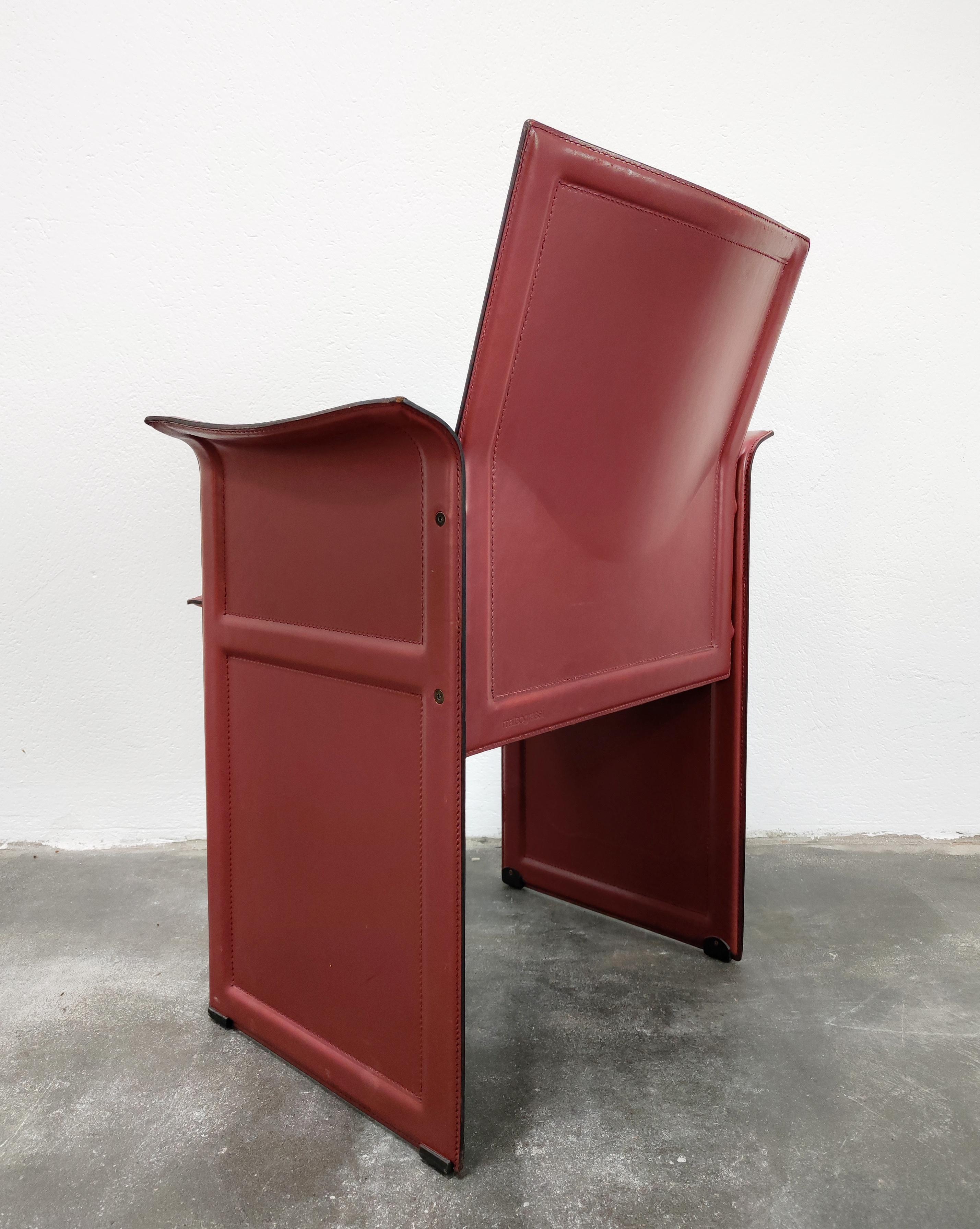 Esszimmerstühle aus Leder von Tito Agnoli für Matteo Grassi, Modell Korium, Italien 1979 im Angebot 6