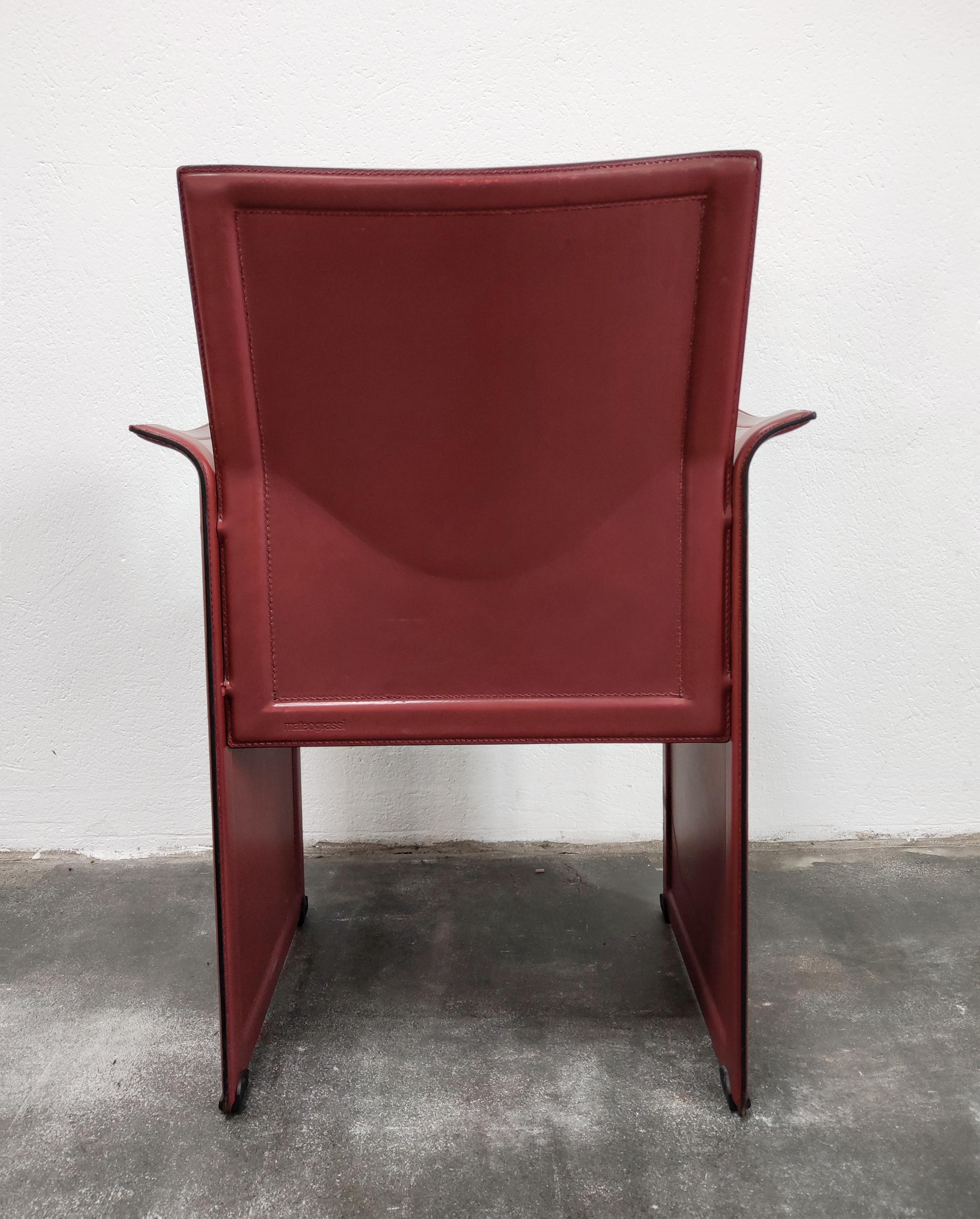 Post-Modern Leather Dining Chairs by Tito Agnoli for Matteo Grassi, Model Korium, Italy 1979 For Sale