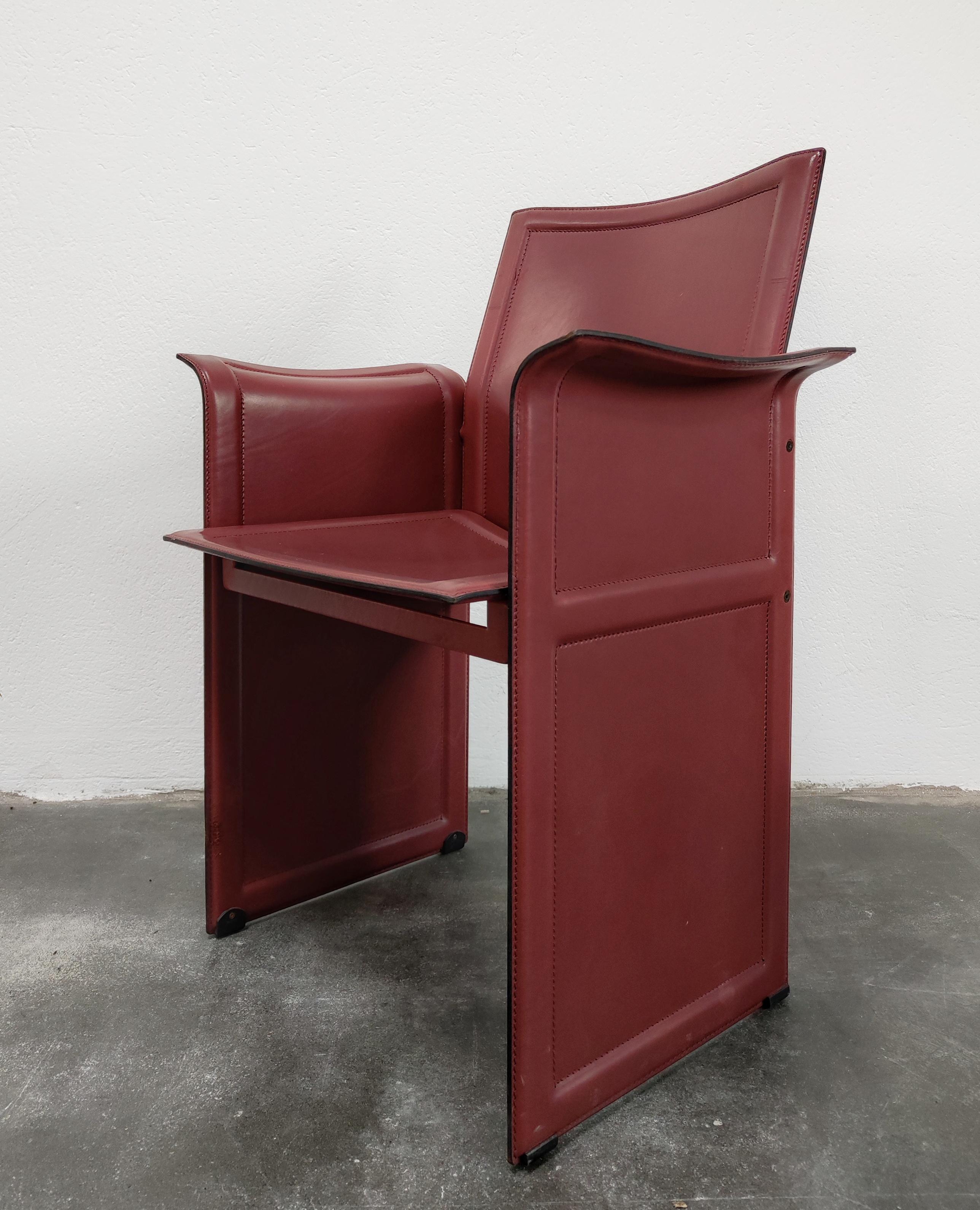 Leather Dining Chairs by Tito Agnoli for Matteo Grassi, Model Korium, Italy 1979 For Sale 1