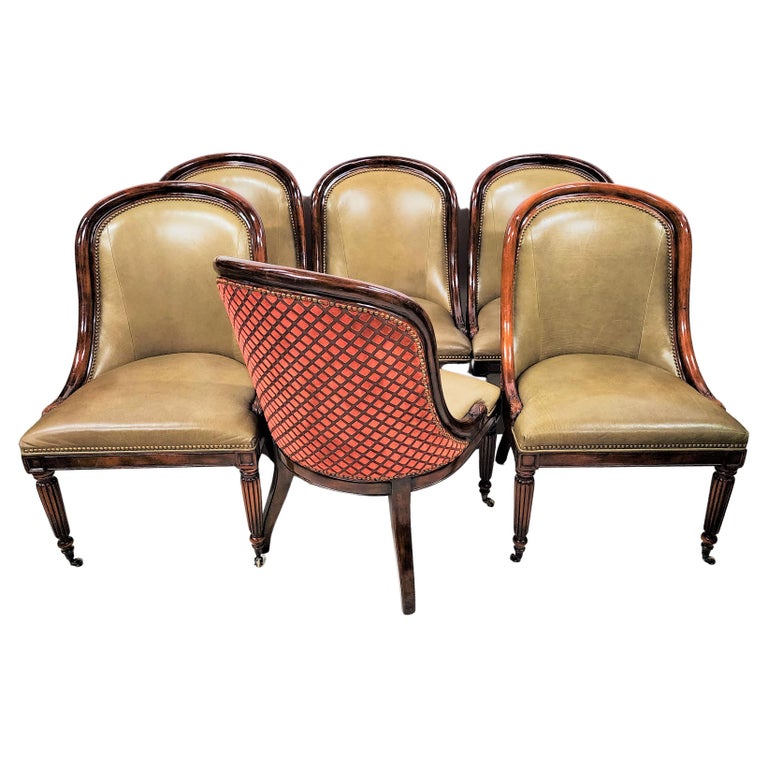 Leather Dining Chairs Vintage by HICKORY WHITE Set of 6 For Sale at 1stDibs