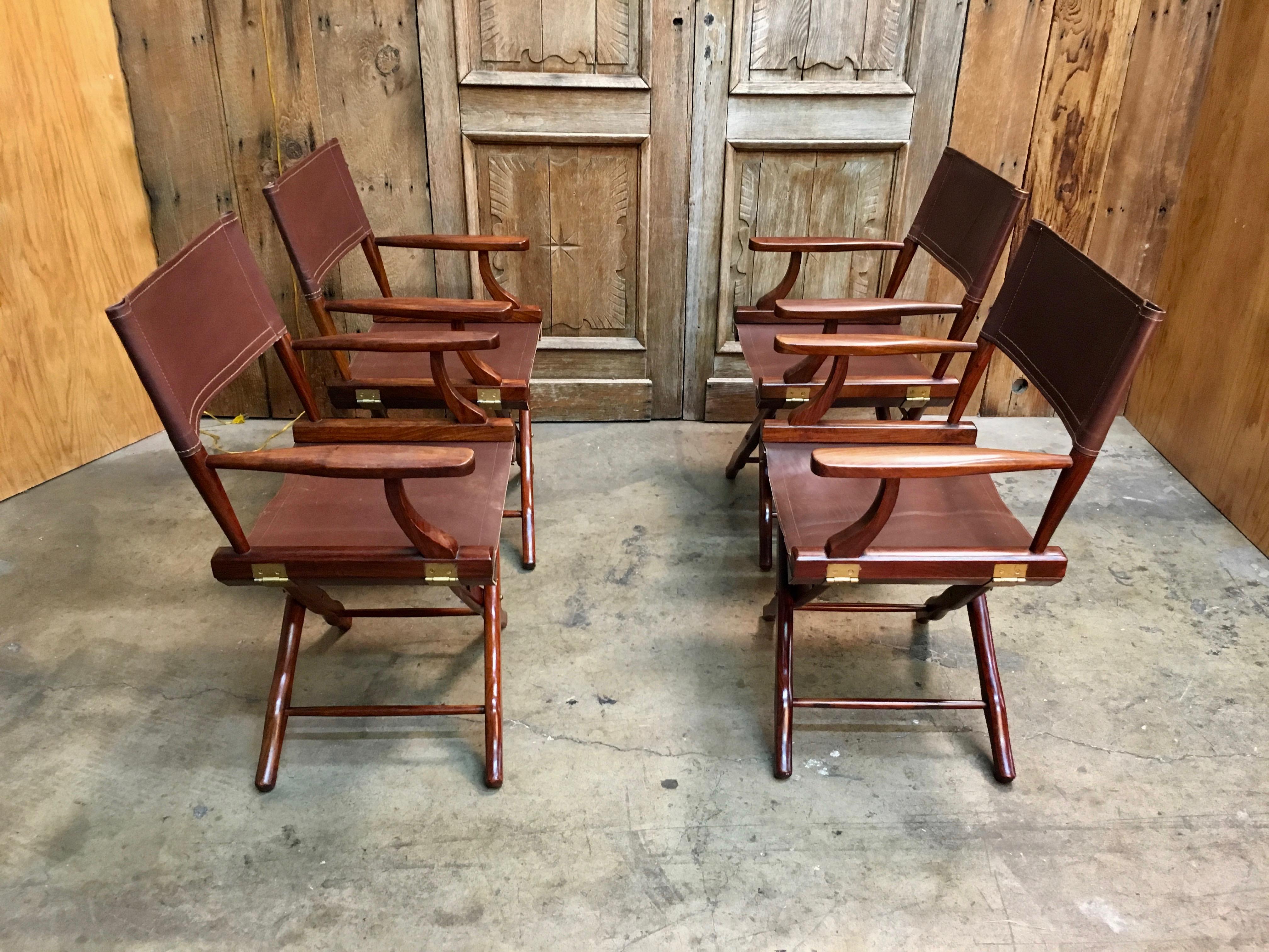 Leather Director Chairs by M. Hayat & Bros Ltd. In Good Condition In Denton, TX