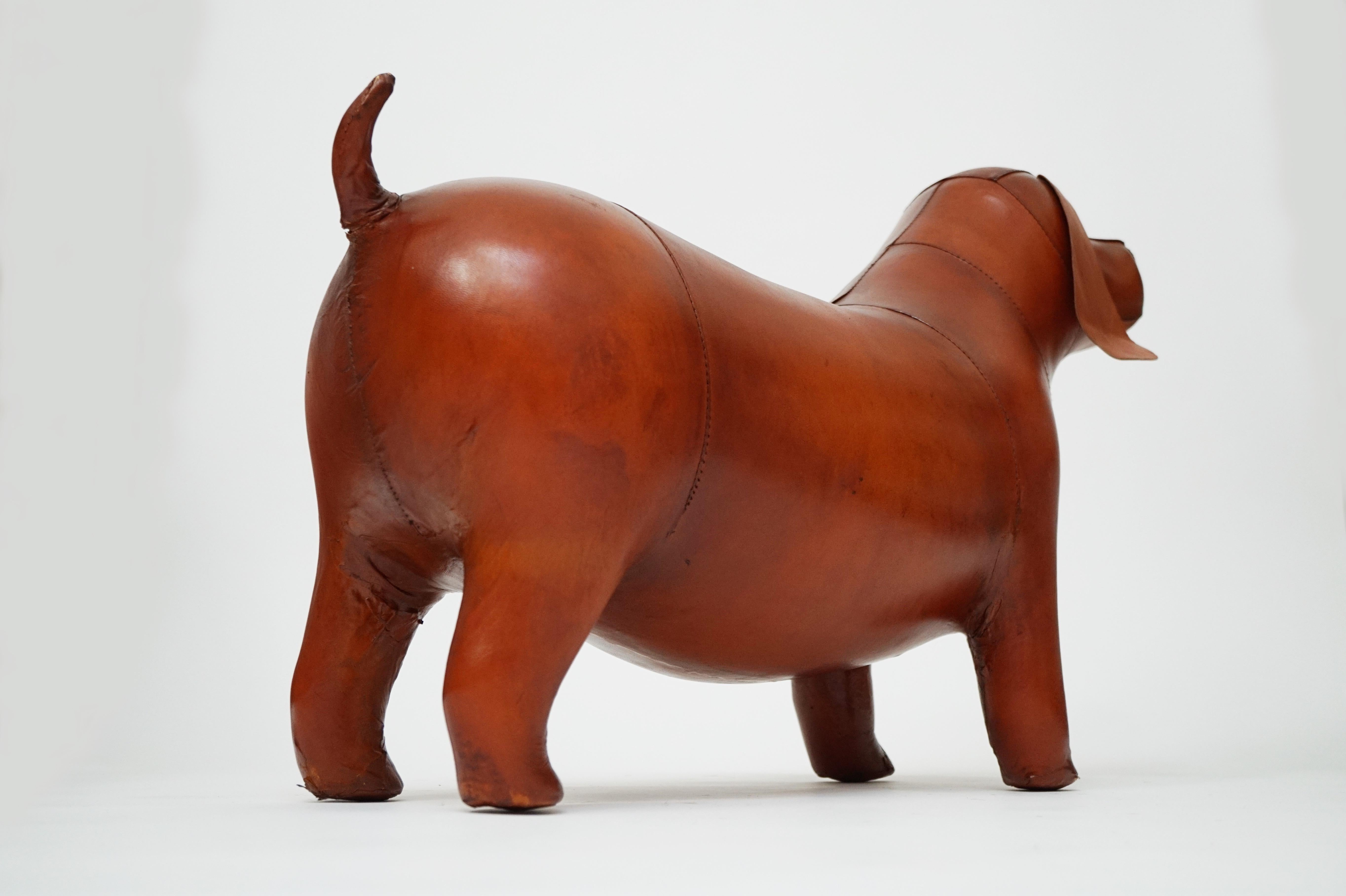 Late 20th Century Leather Dog Footstool Attributed to Dimitri Omersa for Abercrombie & Fitch