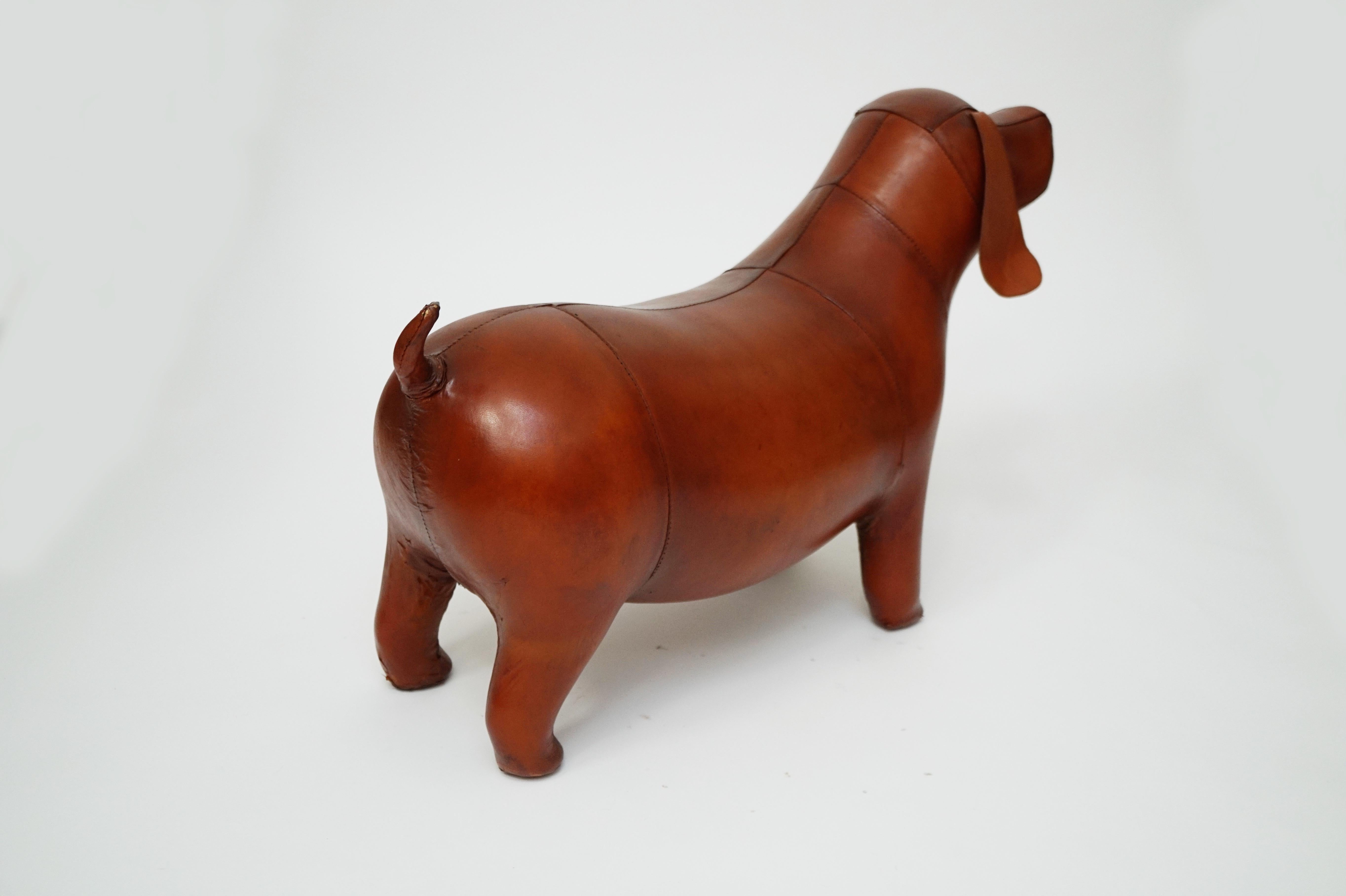 Leather Dog Footstool Attributed to Dimitri Omersa for Abercrombie & Fitch 1