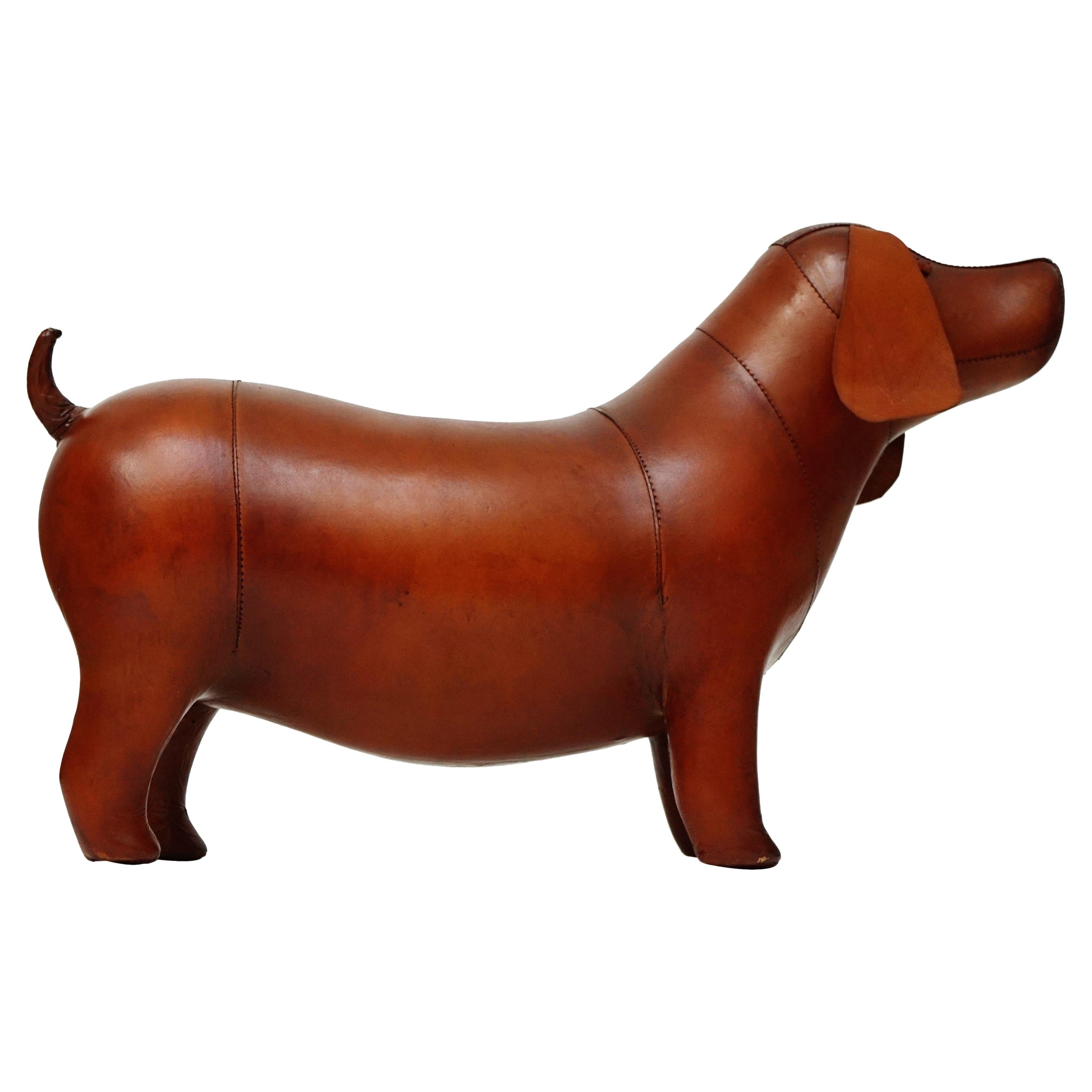 Leather Dog Footstool Attributed to Dimitri Omersa for Abercrombie & Fitch