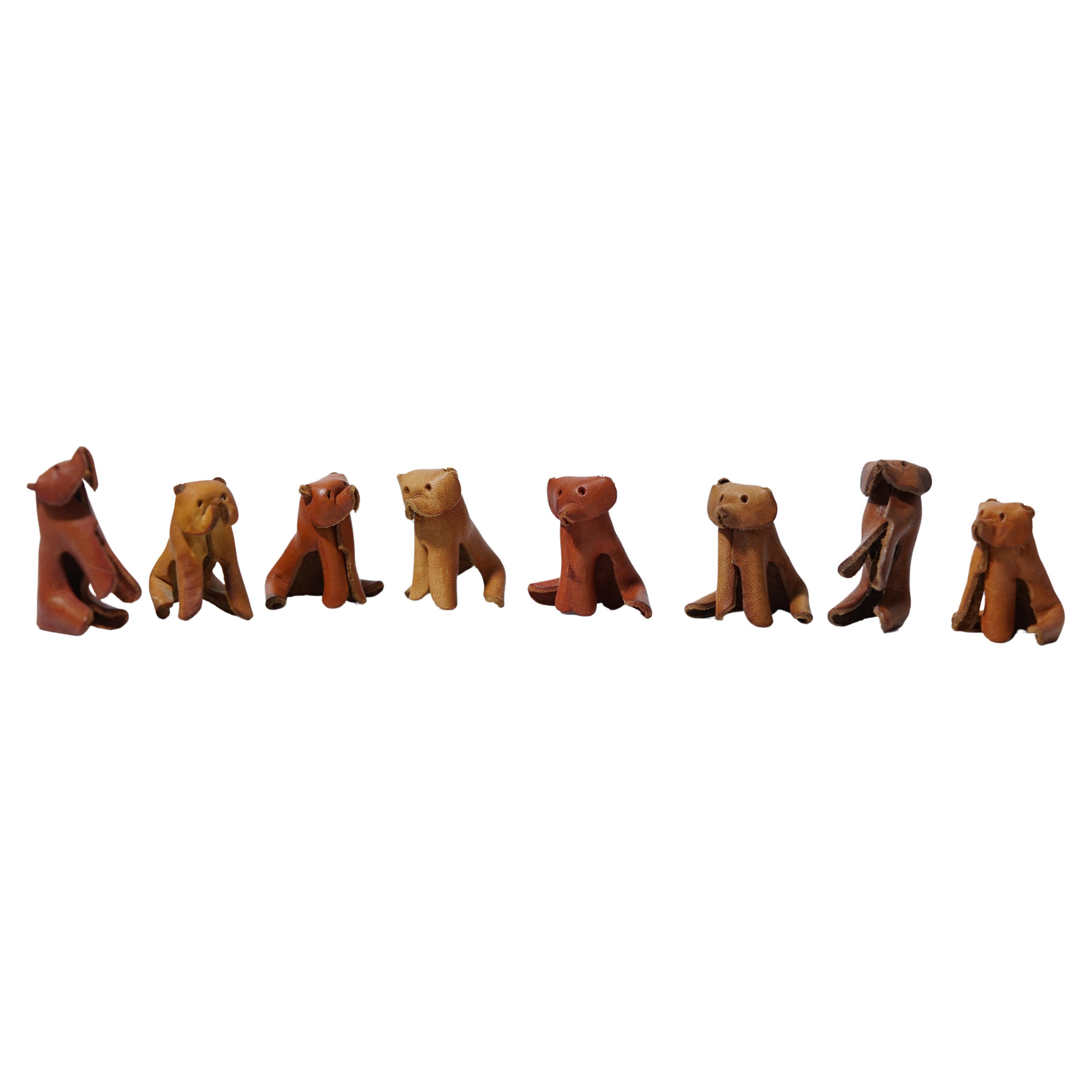 Leather Dogs by Deru 1960s set of 8 For Sale