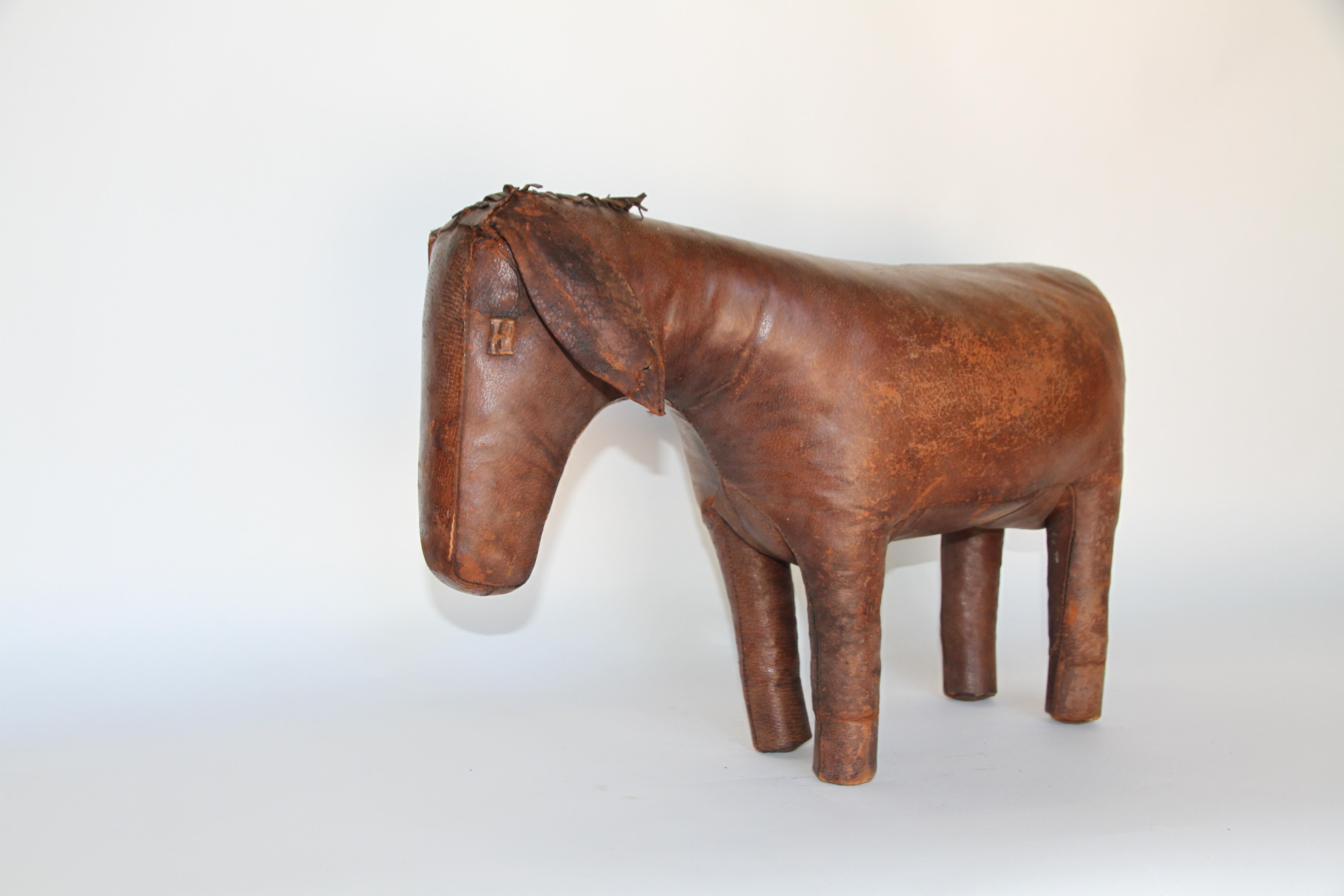 English Leather Donkey Footstool by Dimitri Omersa