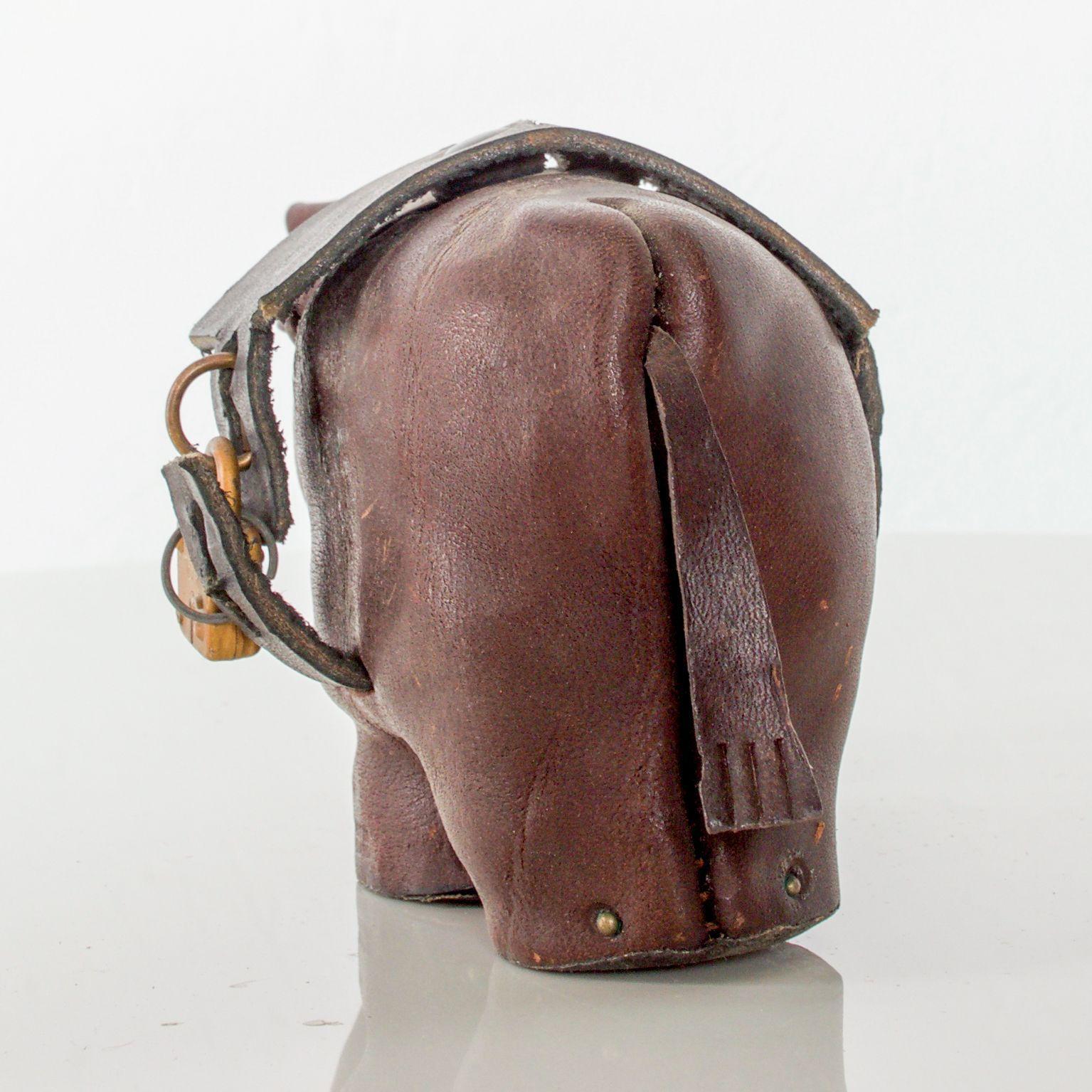 Mid-Century Modern Leather Donkey Mule Money Coin Bank style Dimitri Omersa made England