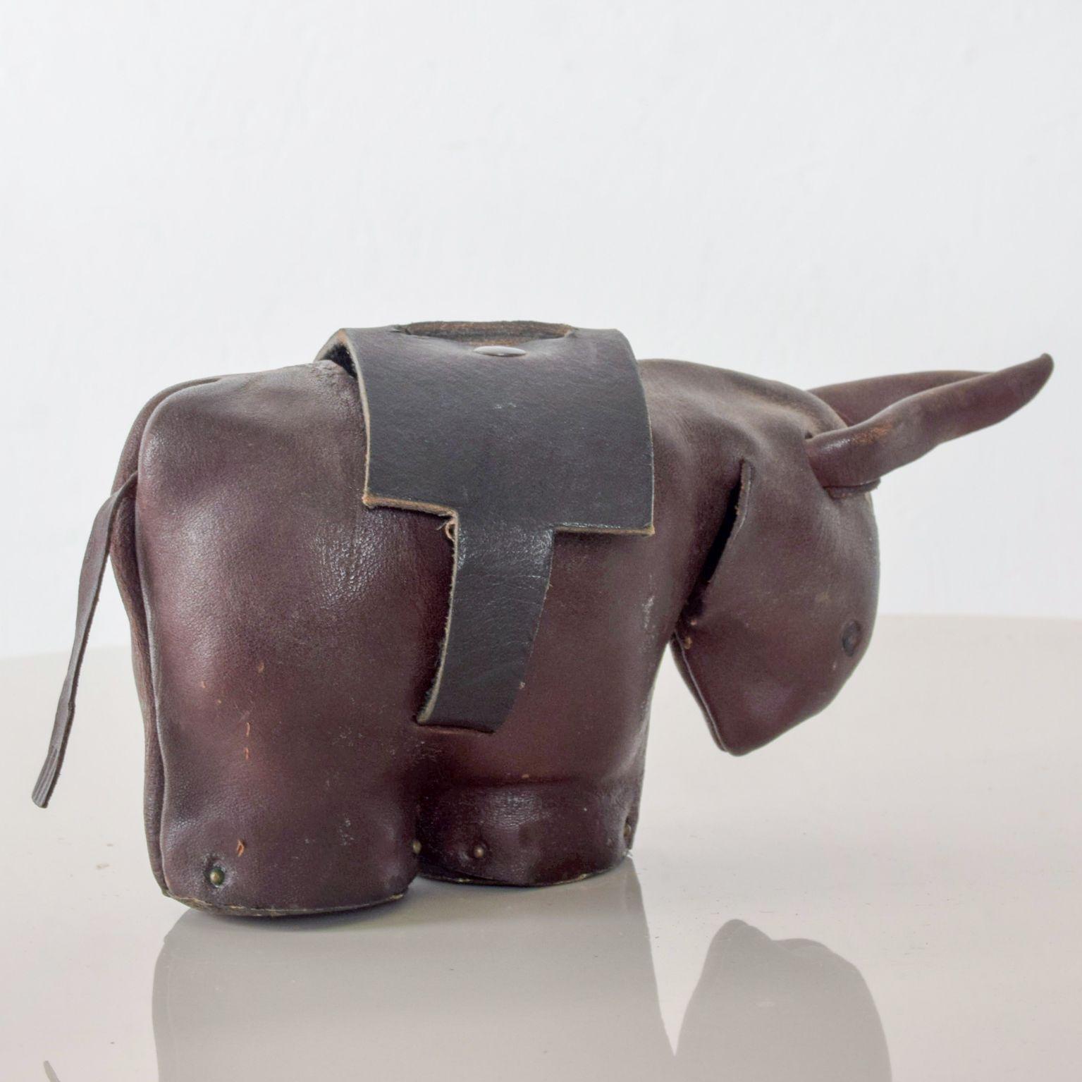 Leather Donkey Mule Money Coin Bank style Dimitri Omersa made England In Good Condition In Chula Vista, CA
