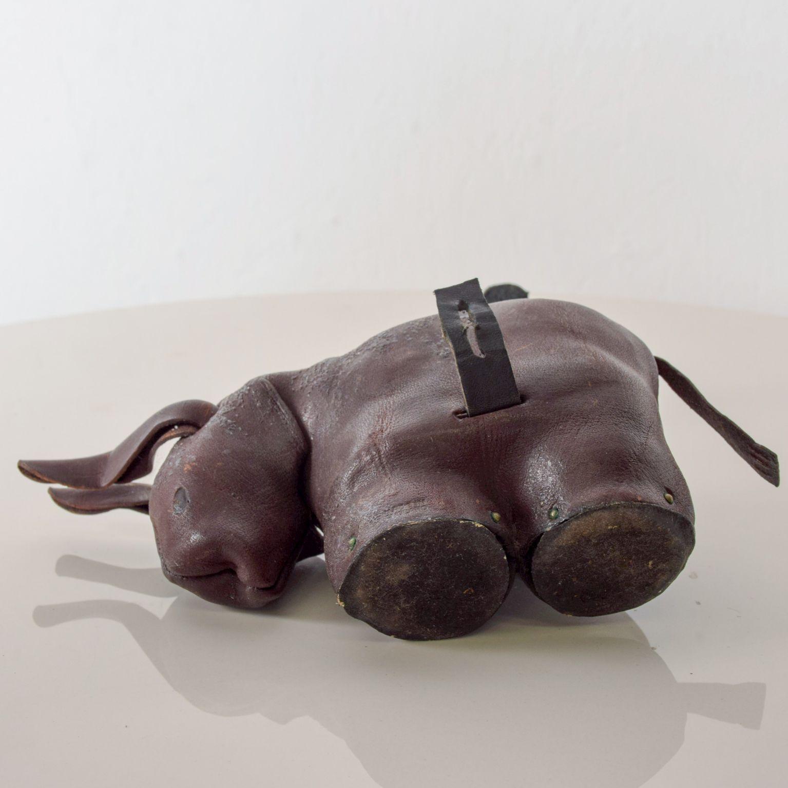 Mid-20th Century Leather Donkey Mule Money Coin Bank style Dimitri Omersa made England