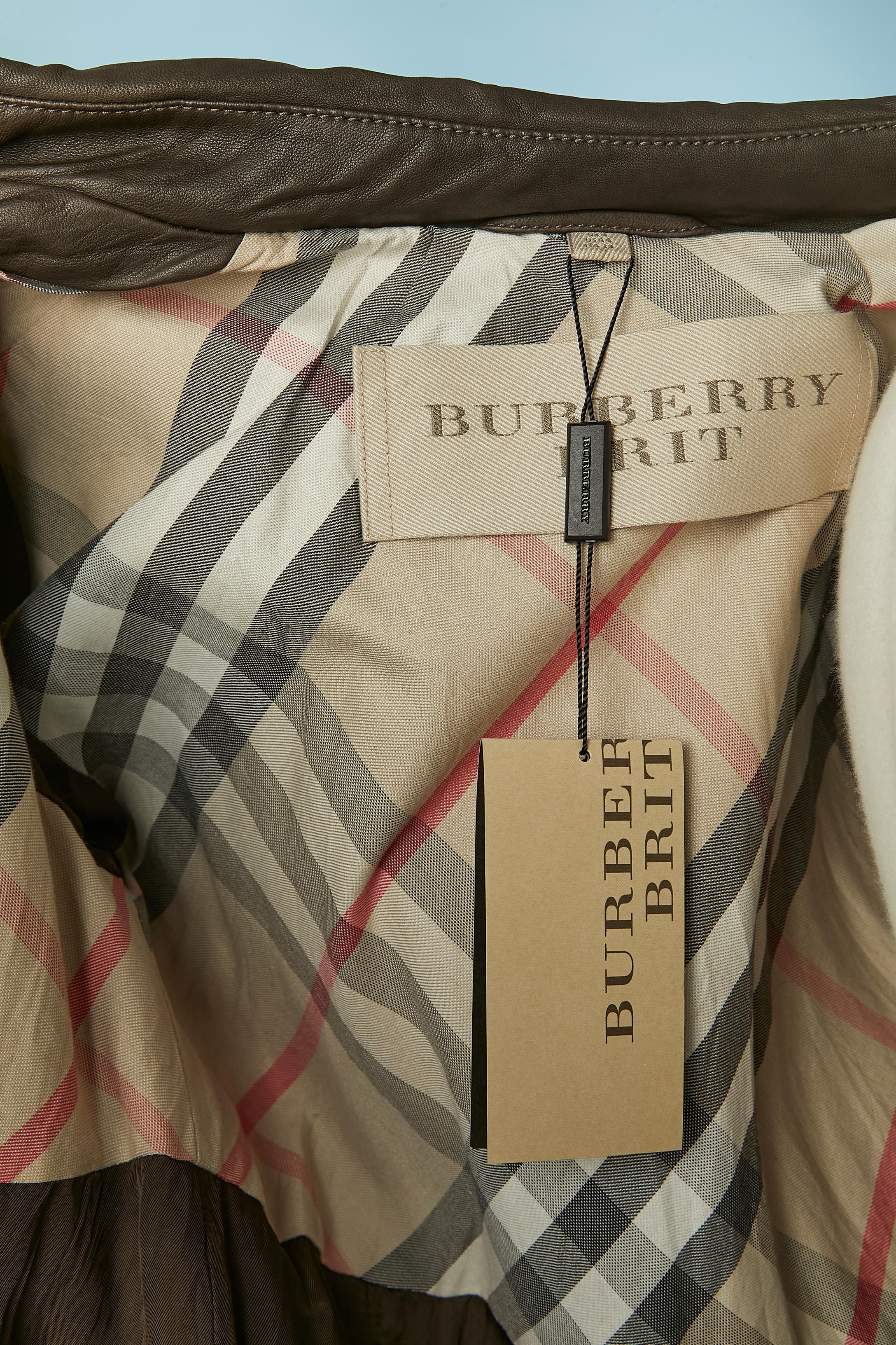 Leather double-breasted trench coat BURBERRY BRIT New For Sale 5