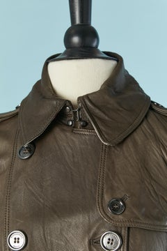 Leather double-breasted trench coat BURBERRY BRIT New