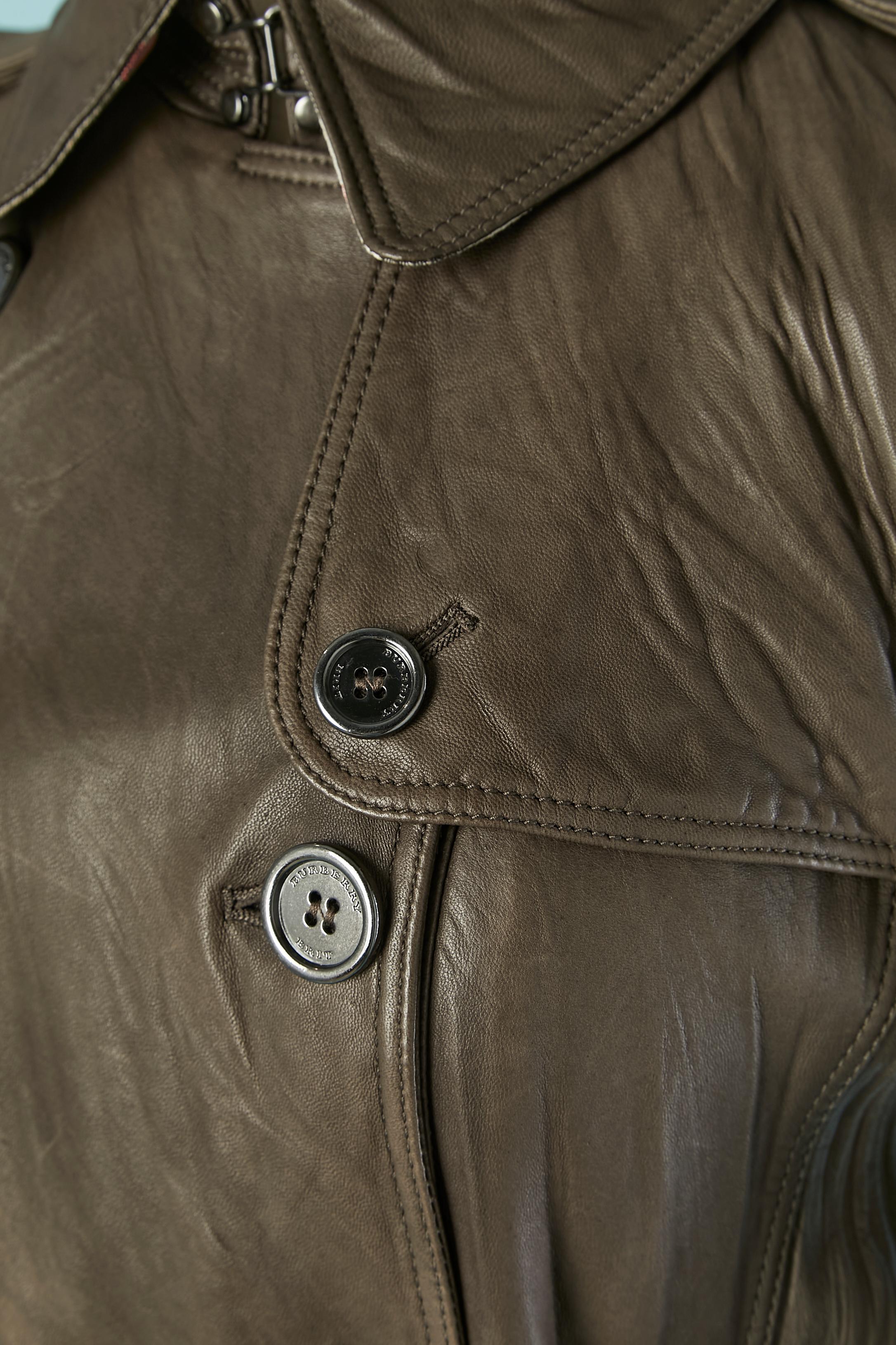 Black Leather double-breasted trench coat BURBERRY BRIT New For Sale