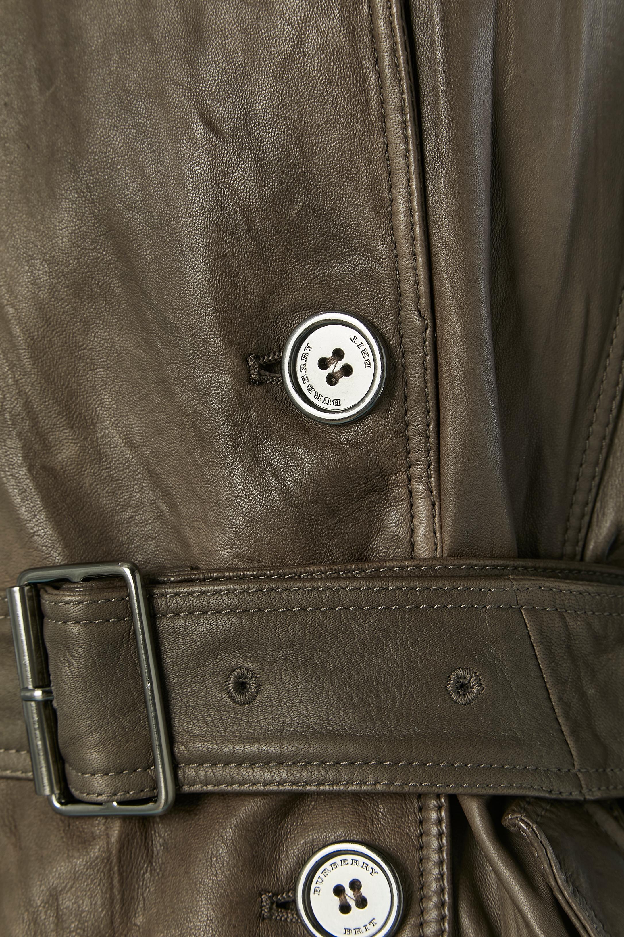 Leather double-breasted trench coat BURBERRY BRIT New In New Condition For Sale In Saint-Ouen-Sur-Seine, FR