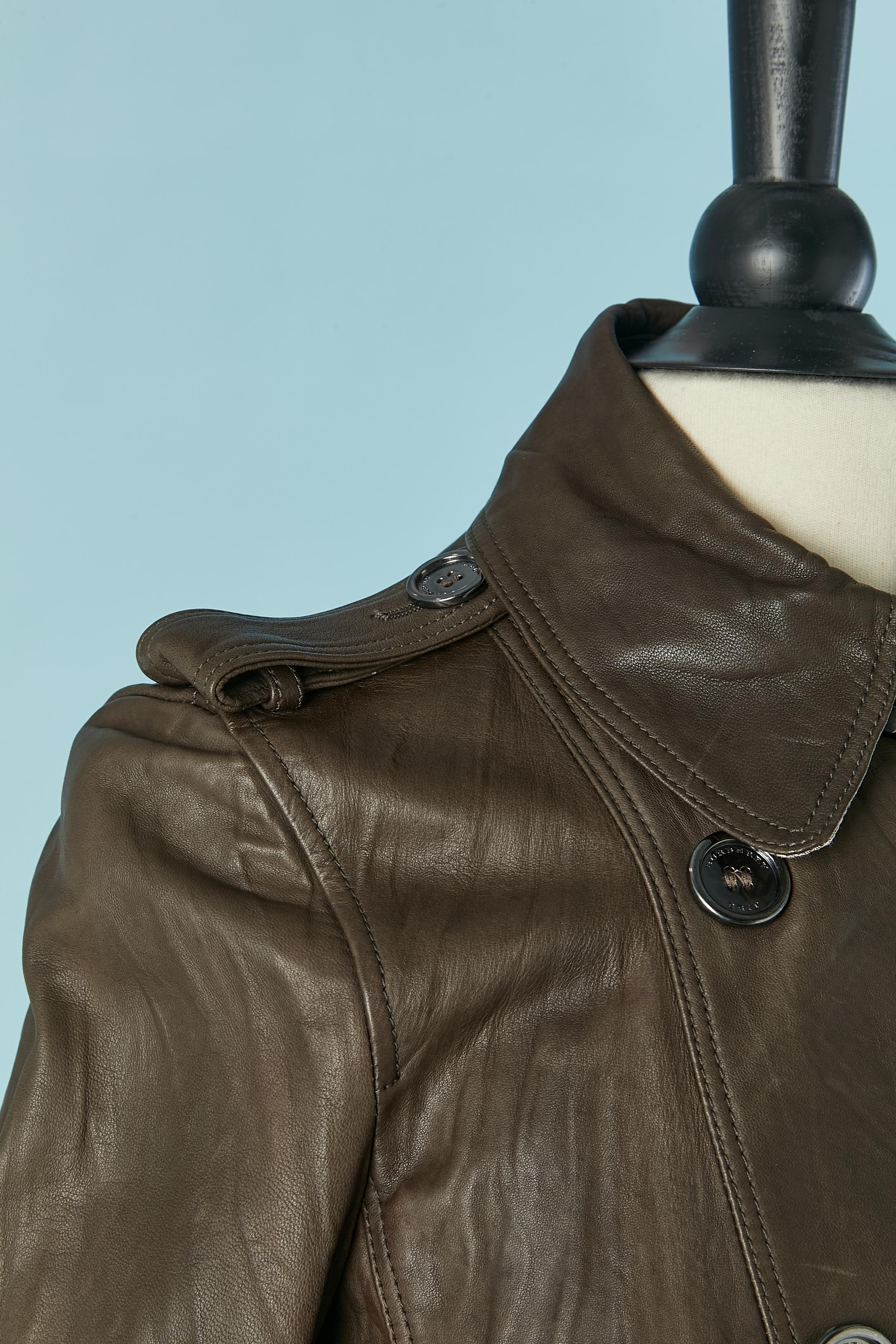 Leather double-breasted trench coat BURBERRY BRIT New For Sale 2