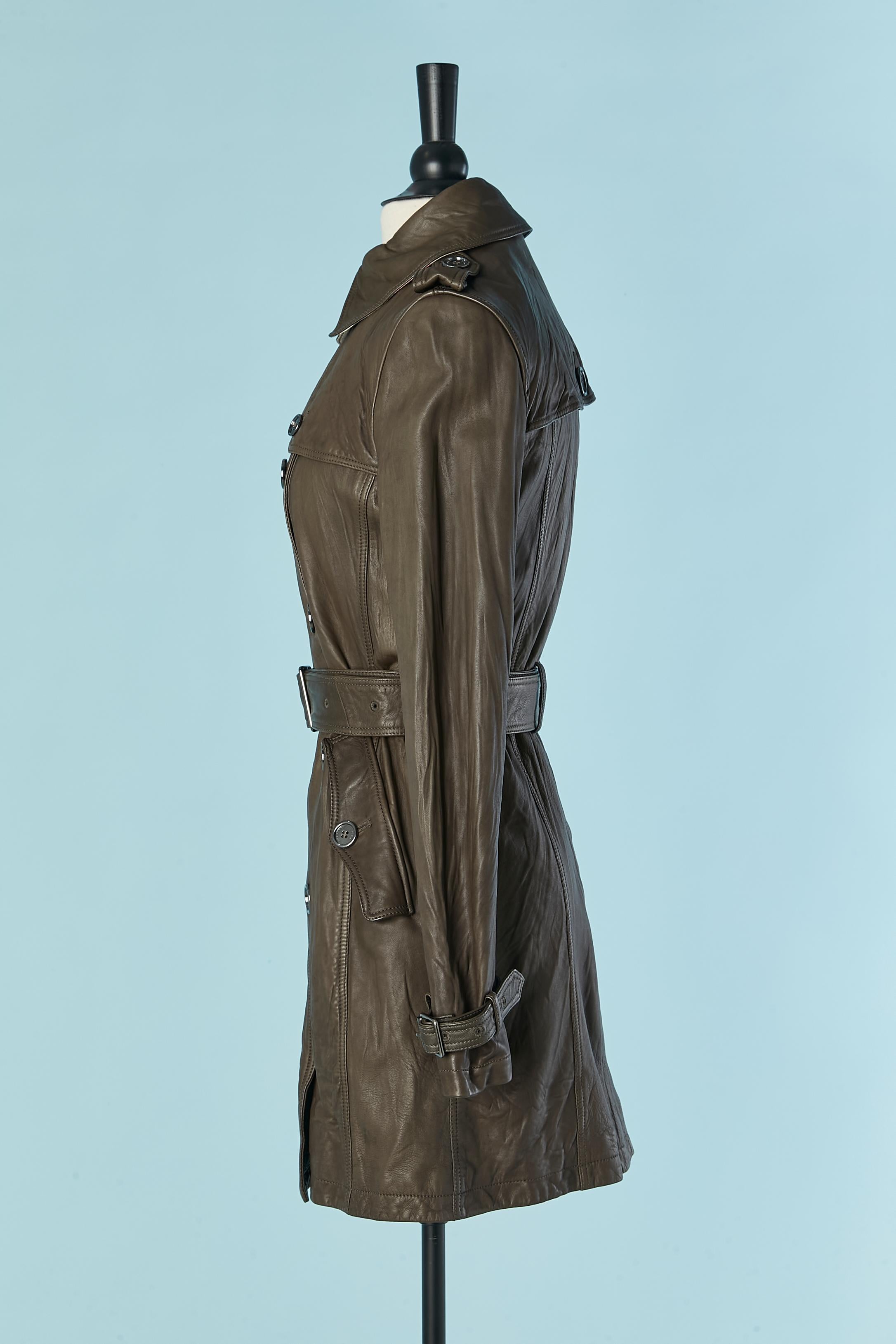 Leather double-breasted trench coat BURBERRY BRIT New For Sale 3