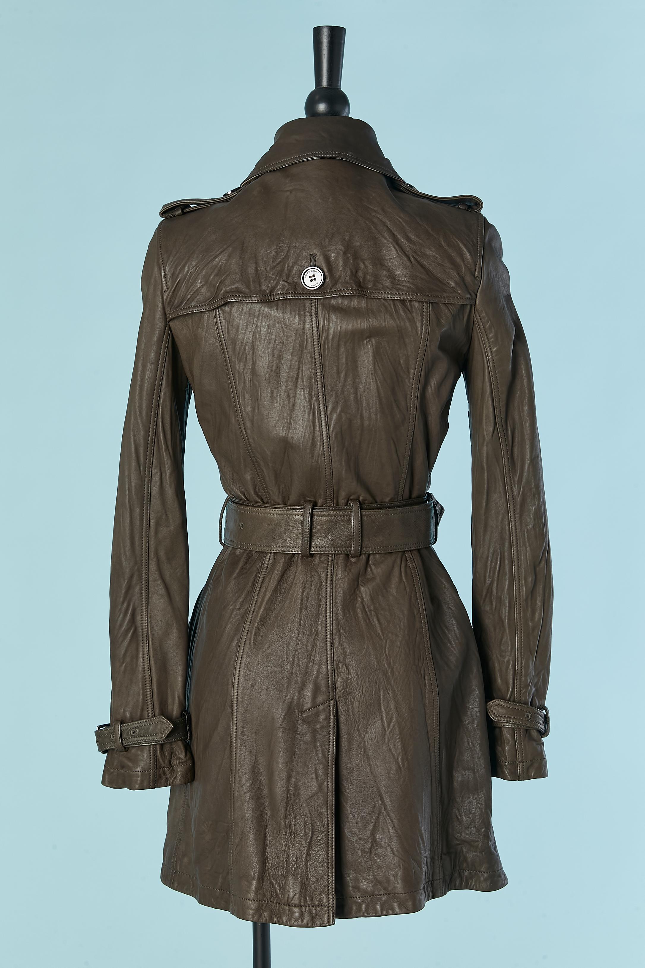 Leather double-breasted trench coat BURBERRY BRIT New For Sale 4