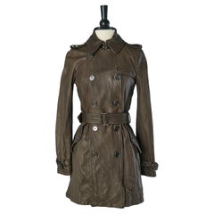 Leather double-breasted trench coat BURBERRY BRIT New