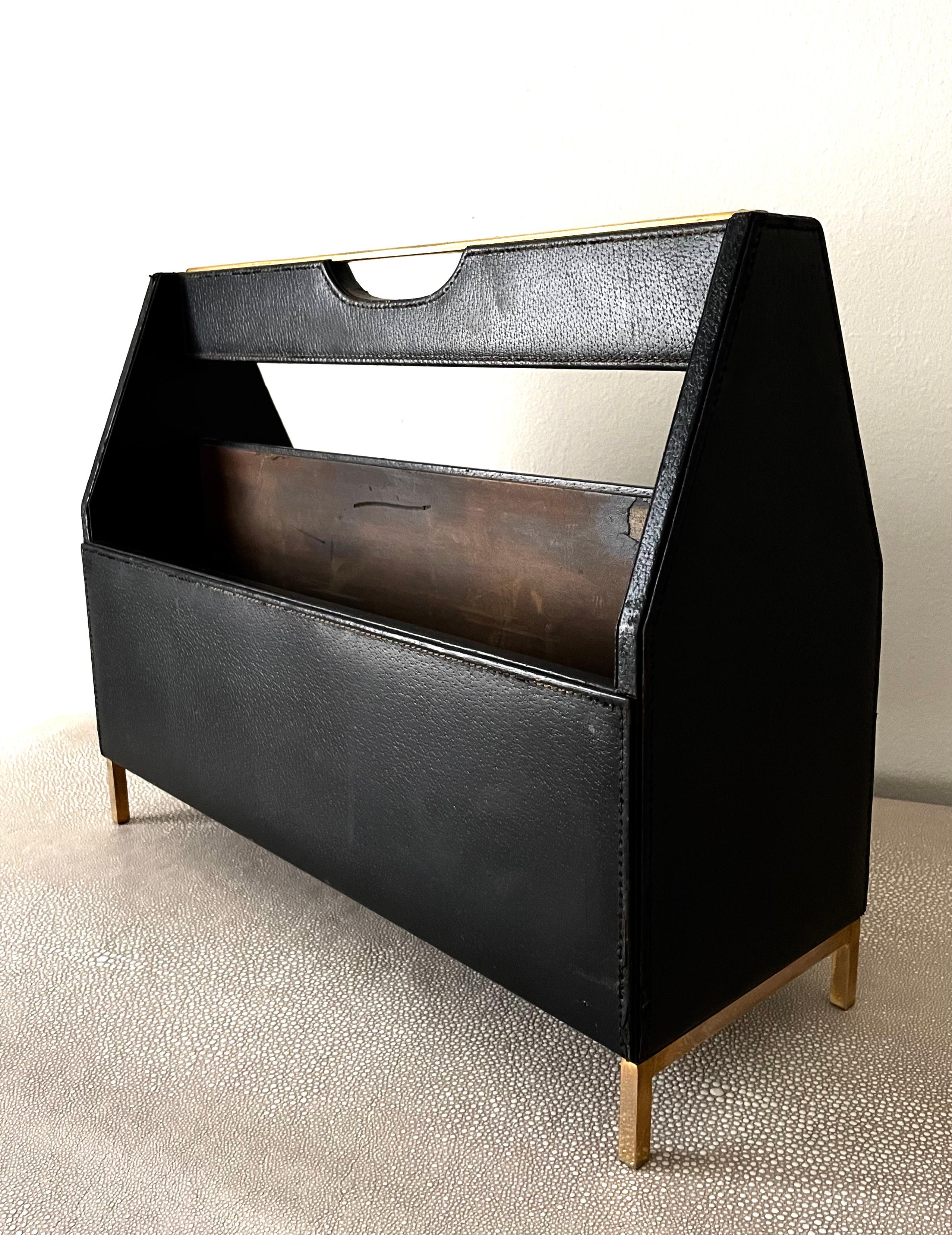 Cross Pen Company Leather Double Compartment Magazine Rack For Sale 3