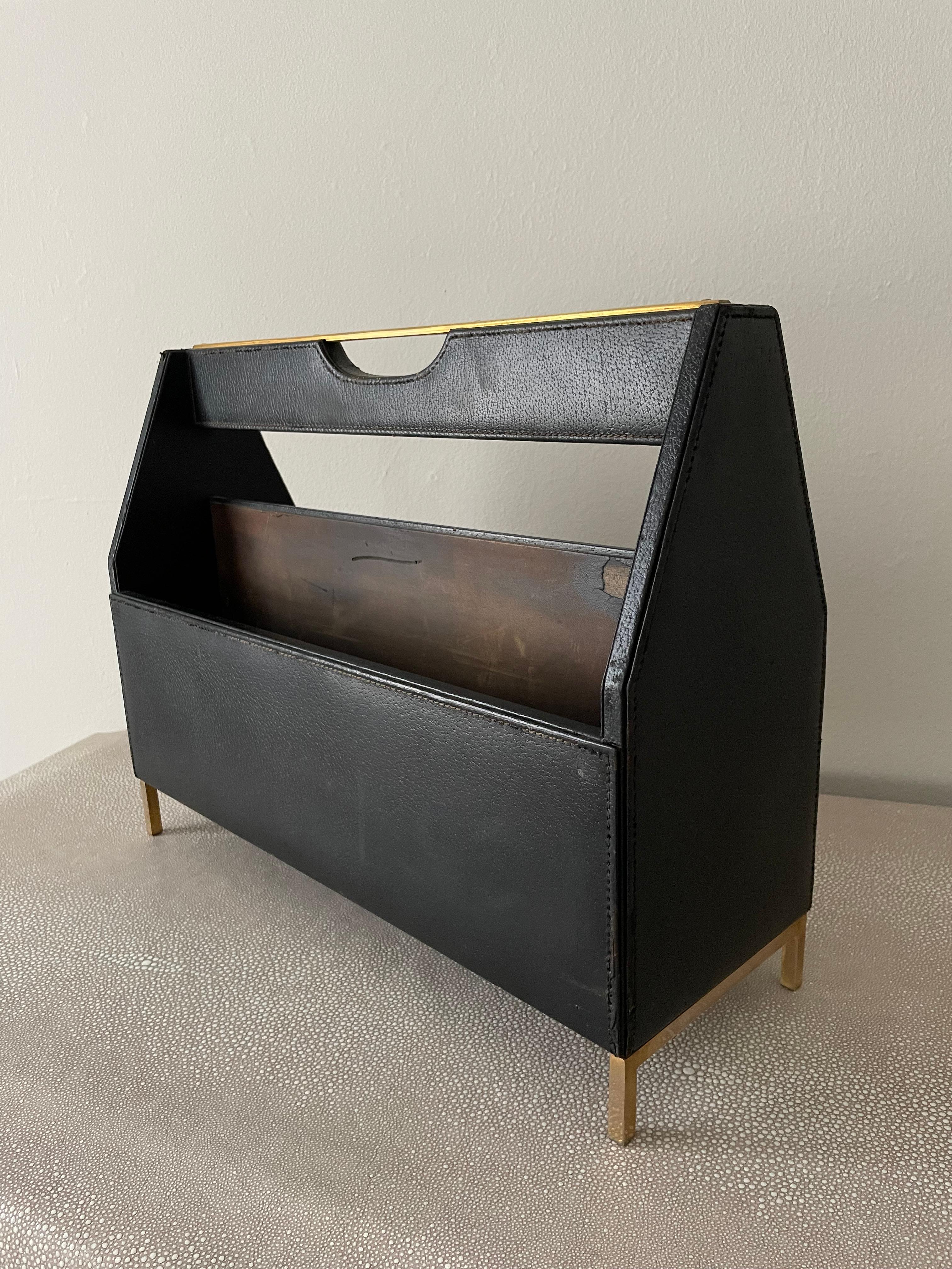 Cross Pen Company Leather Double Compartment Magazine Rack For Sale 5
