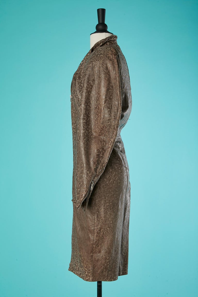 Robe Vintage Michael Hoban North Beach Leather - Années 80 - Taille M - Cuir Noir Détails Or