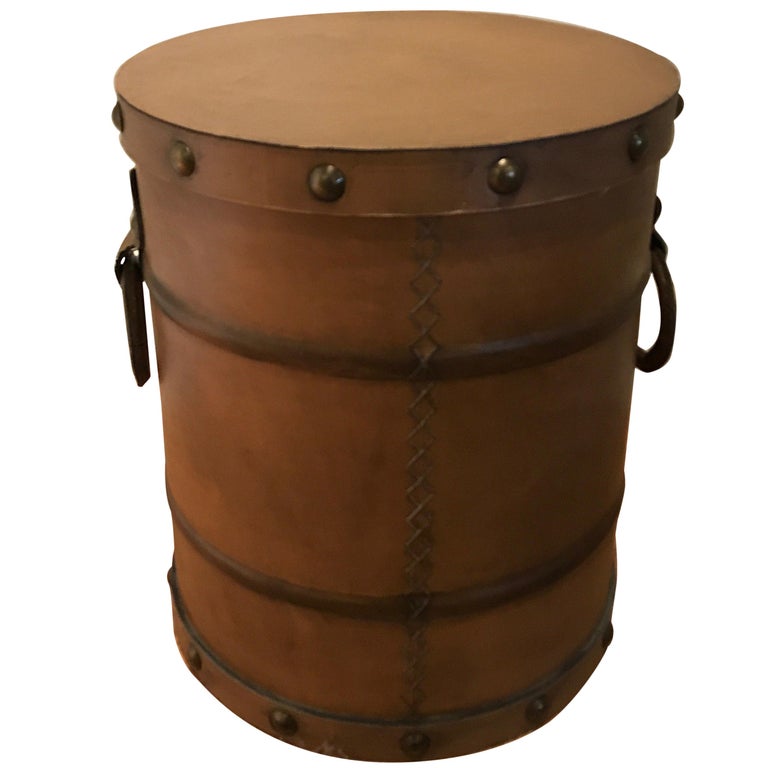 Leather Drum Table For Sale at 1stDibs