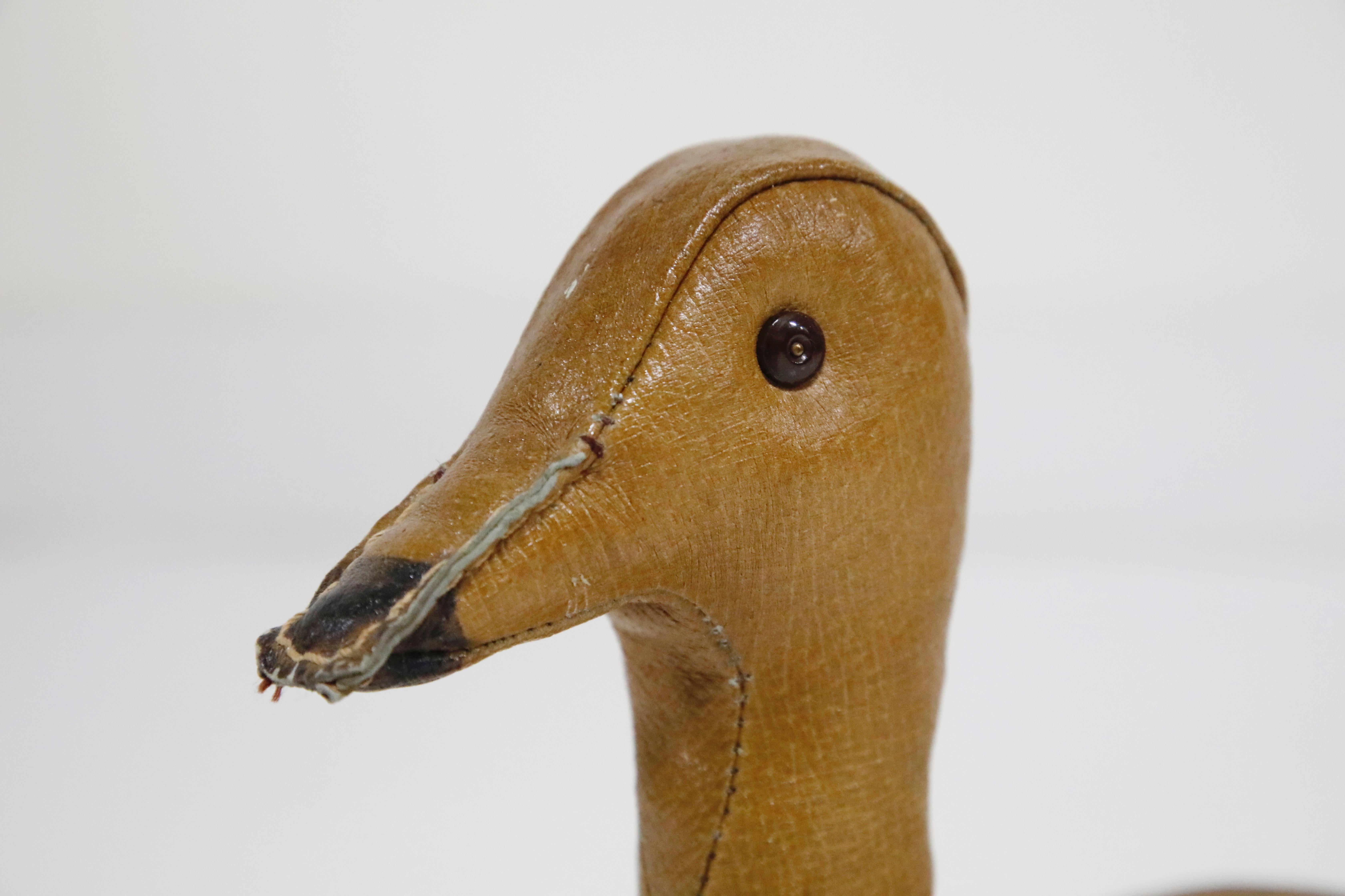 Leather Duckie Doorstop by Dimitri Omersa for Abercrombie and Fitch, 1950s 3