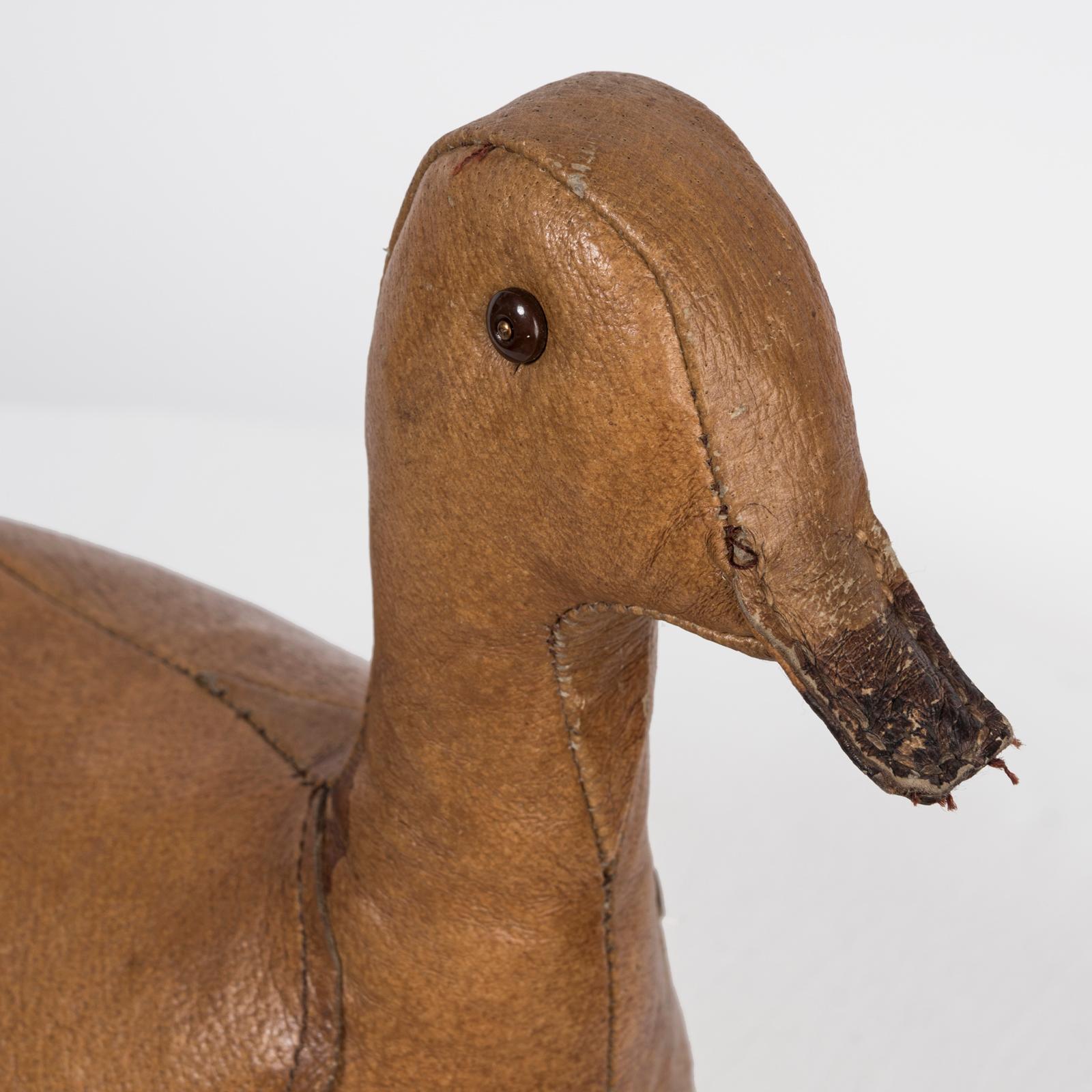 Mid-Century Modern Dimitri Omersa Leather Duck Doorstop by for Abercrombie and Fitch, 1950s For Sale