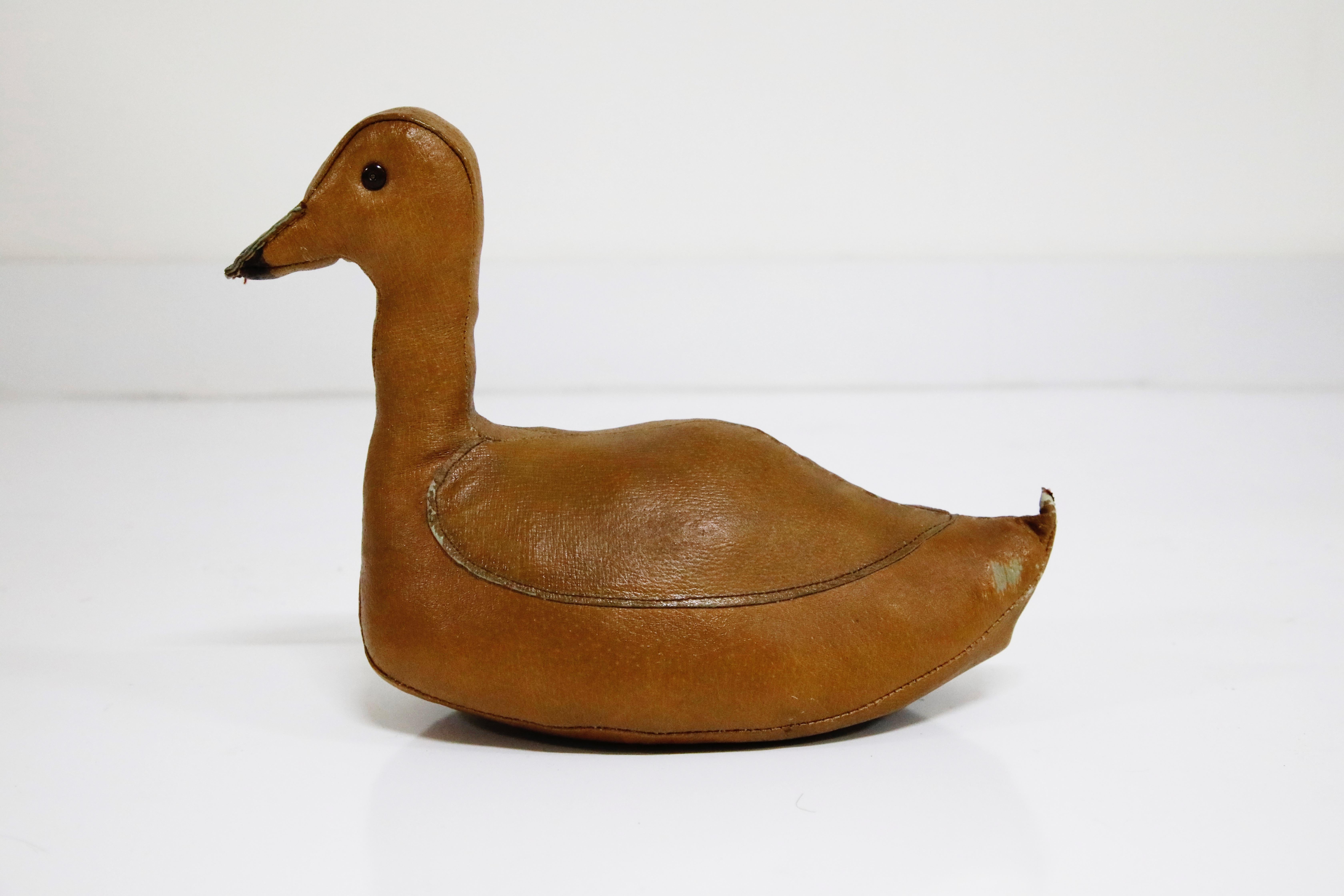 English Leather Duckie Doorstop by Dimitri Omersa for Abercrombie and Fitch, 1950s