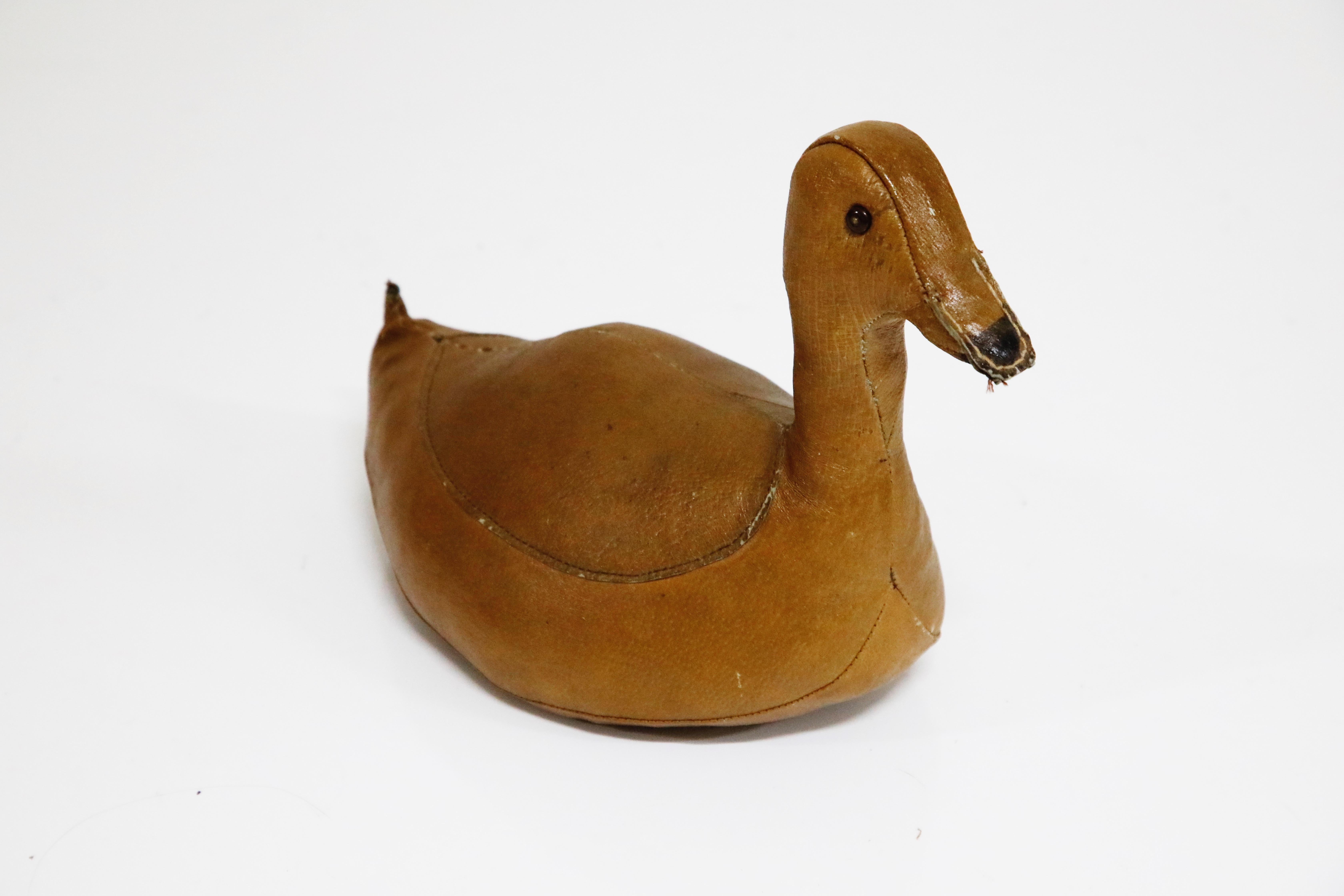 Leather Duckie Doorstop by Dimitri Omersa for Abercrombie and Fitch, 1950s 1