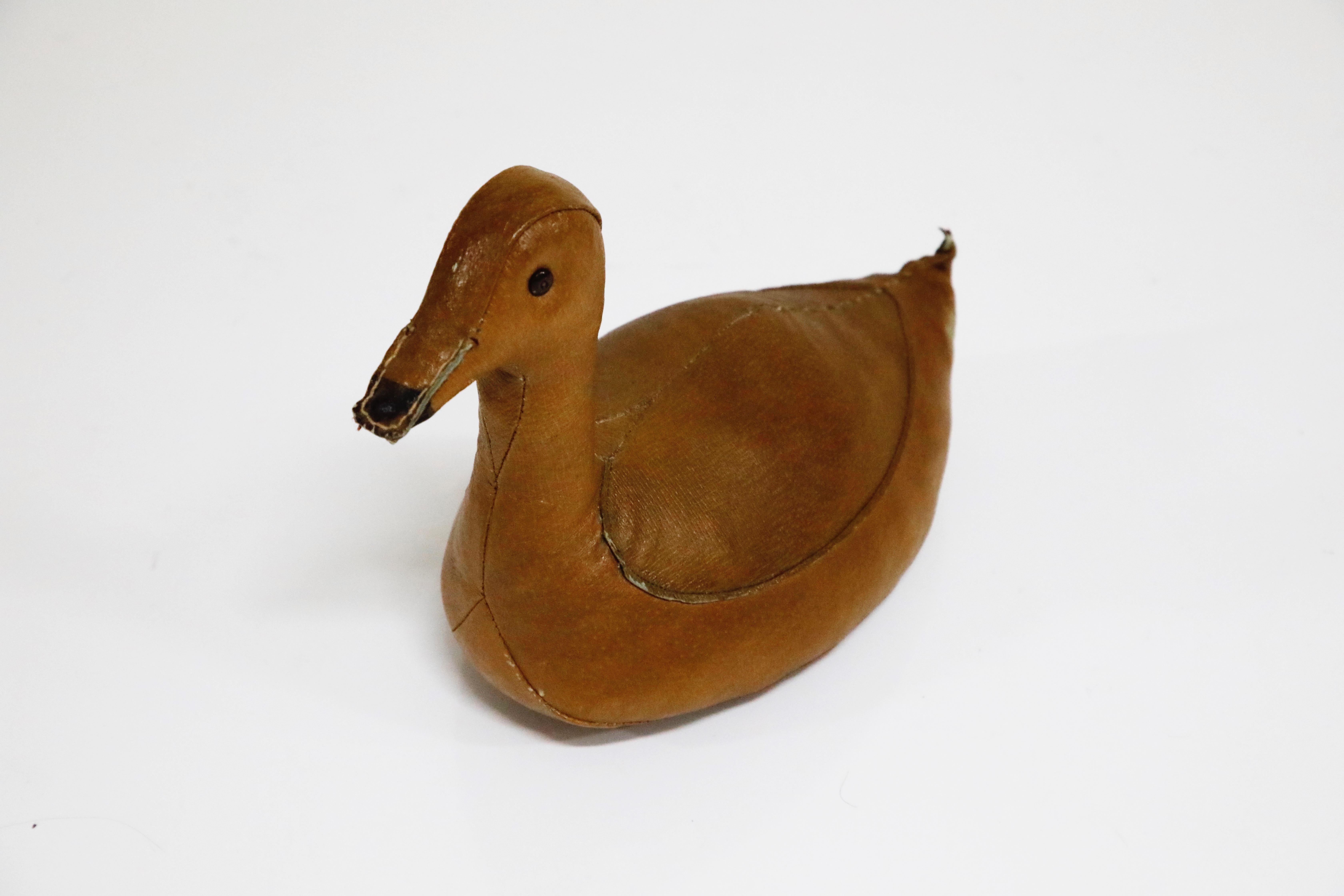 Leather Duckie Doorstop by Dimitri Omersa for Abercrombie and Fitch, 1950s 2
