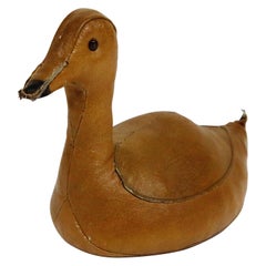 Retro Leather Duckie Doorstop by Dimitri Omersa for Abercrombie and Fitch, 1950s