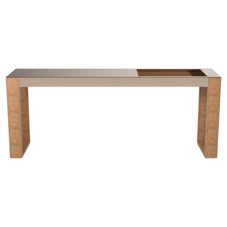 Leather Edition, Glass Top, Lucia Console For Sale at 1stDibs