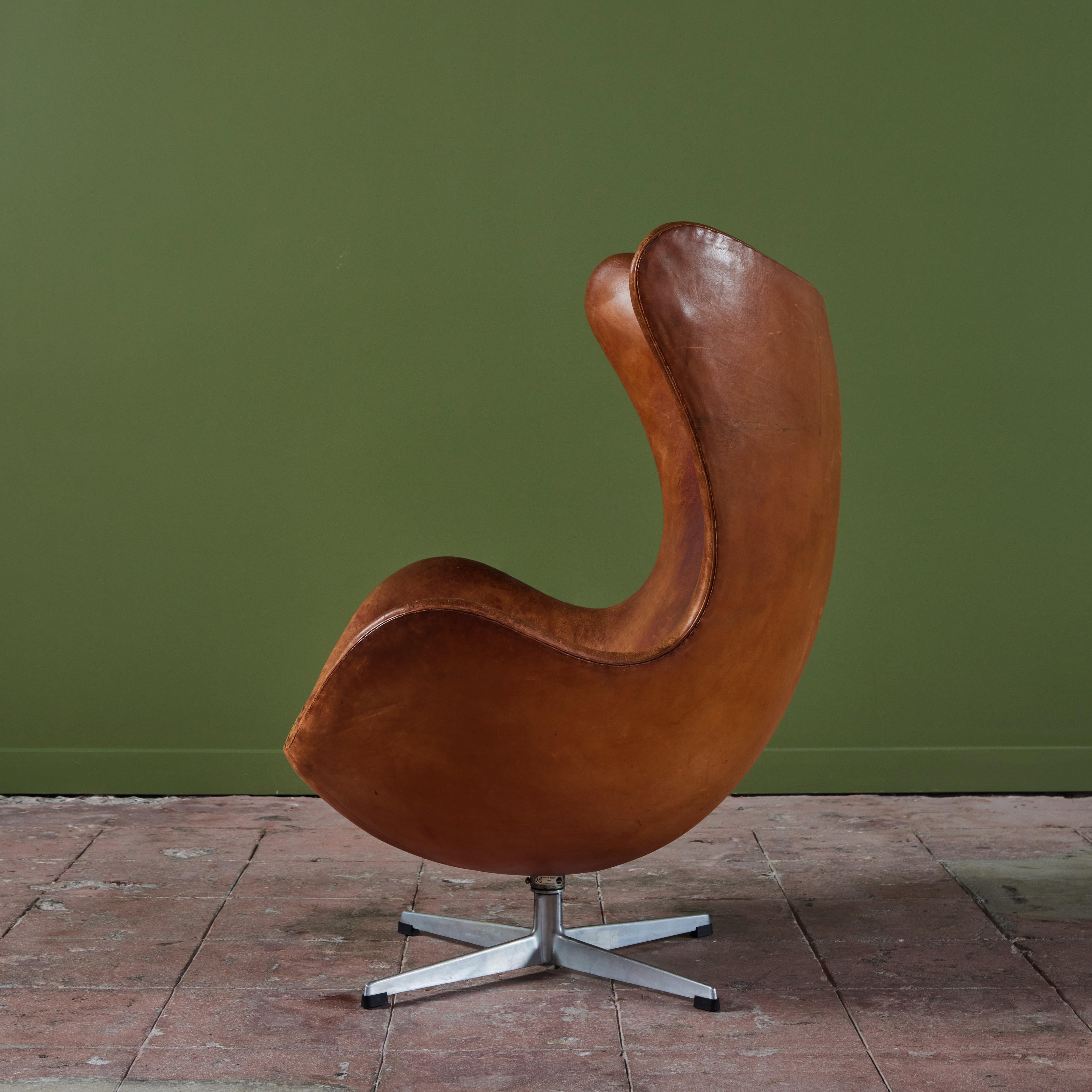 Aluminum Leather Egg Chair by Arne Jacobsen For Sale