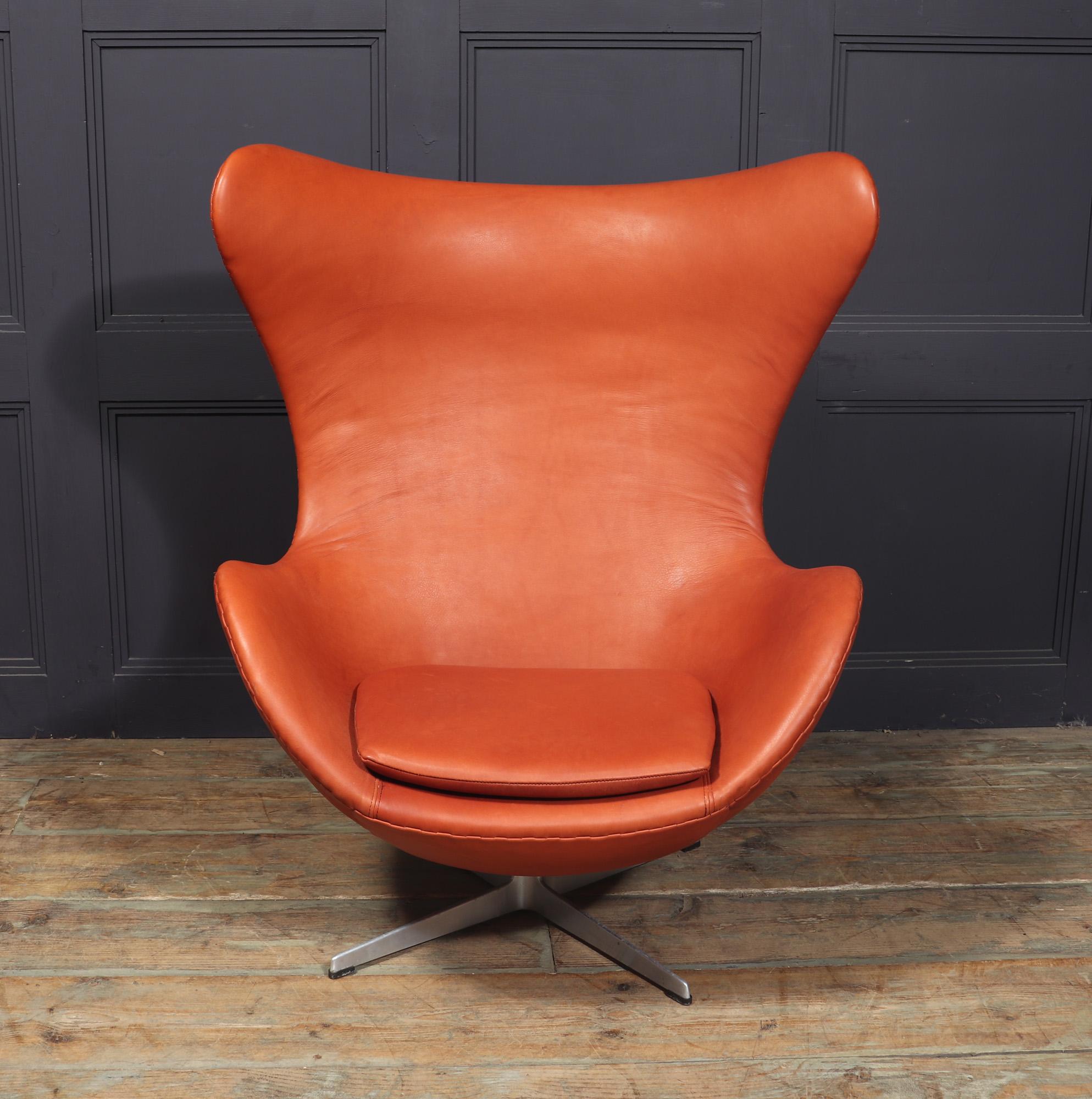 Danish Leather Egg Chair By Fritz Hansen
