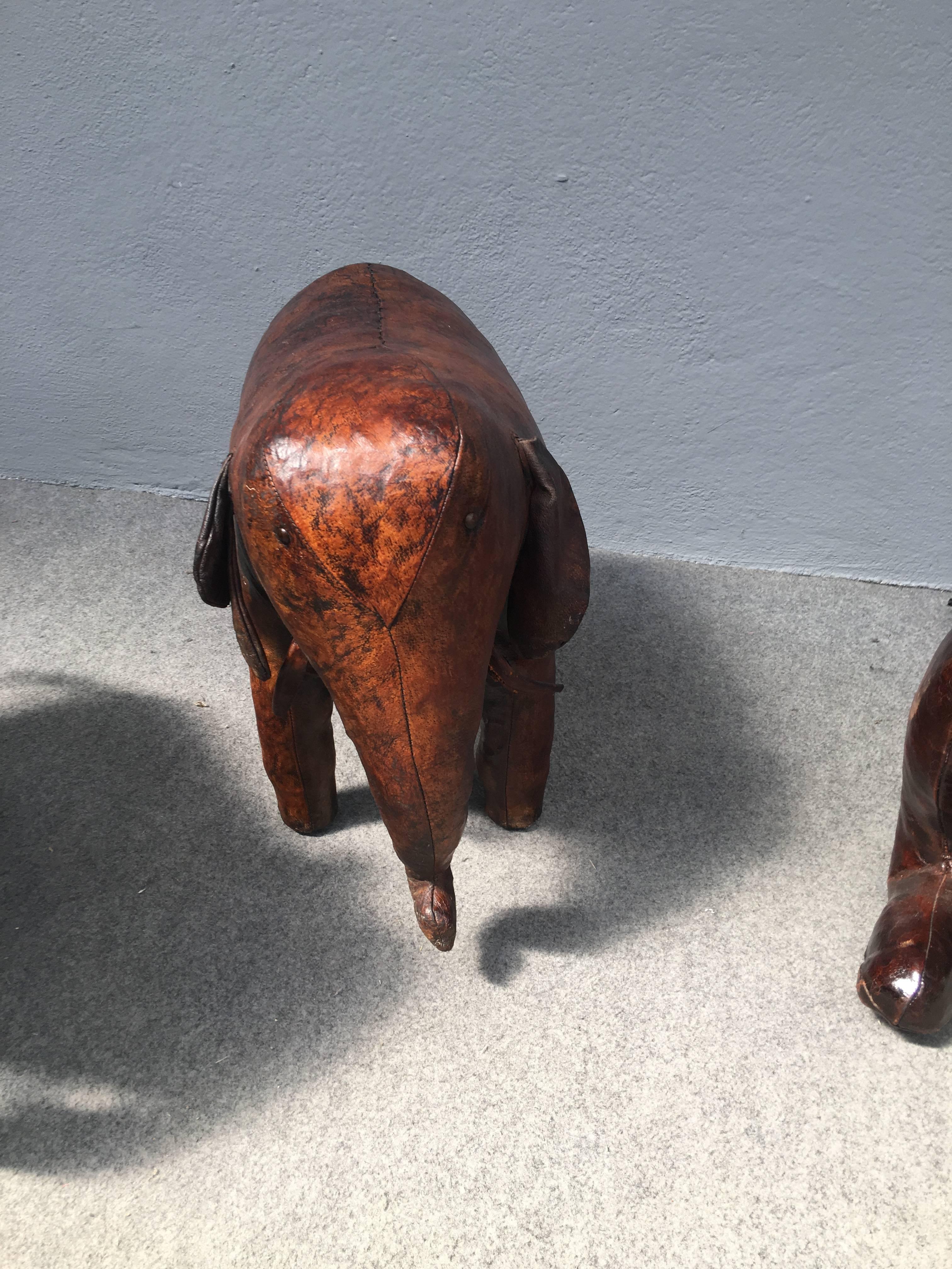 Charming vintage leather elephant by Dimitri Omersa.