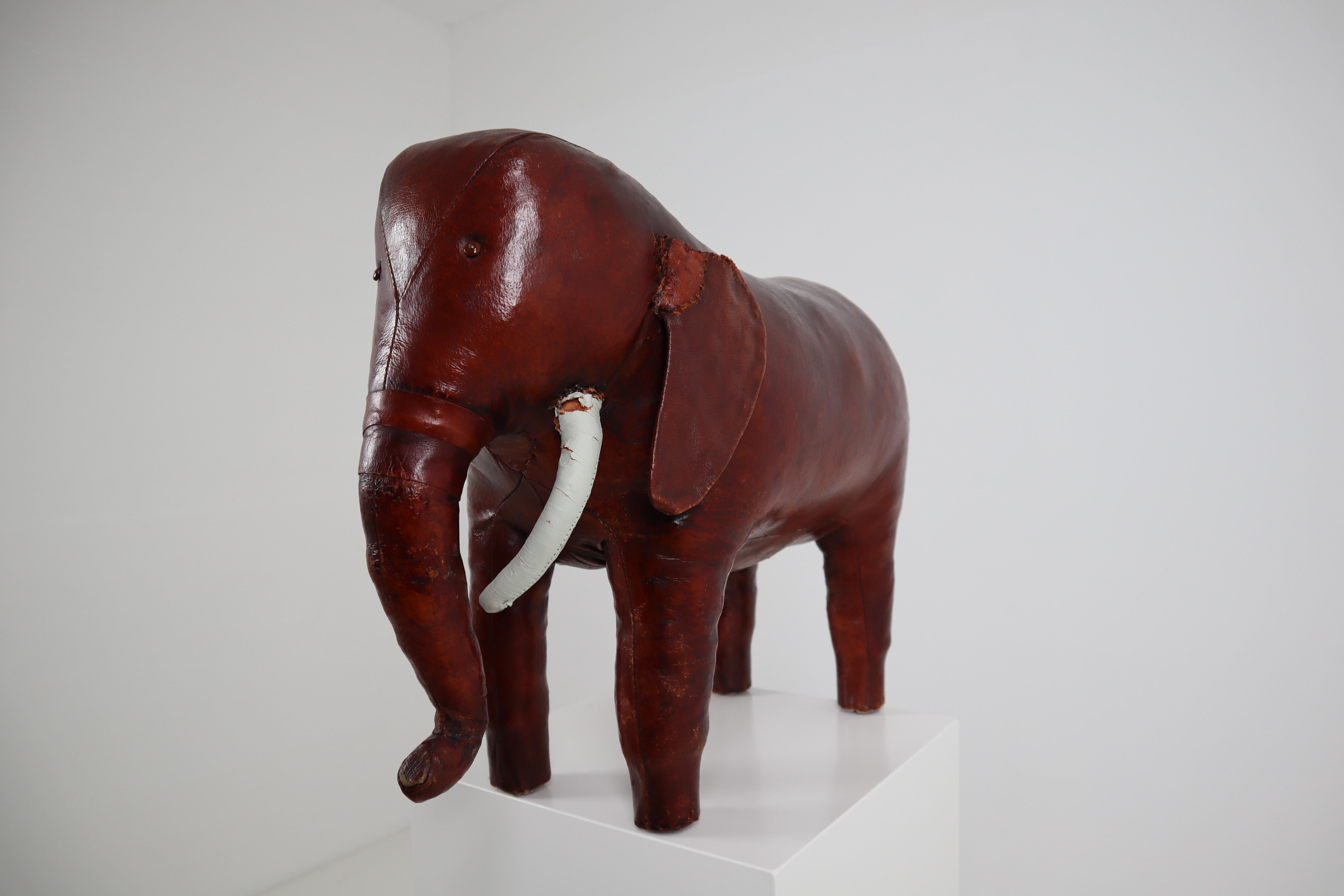 Leather Elephant Foot Stool by Dimitri Omersa for Abercrombie and Fitch 3
