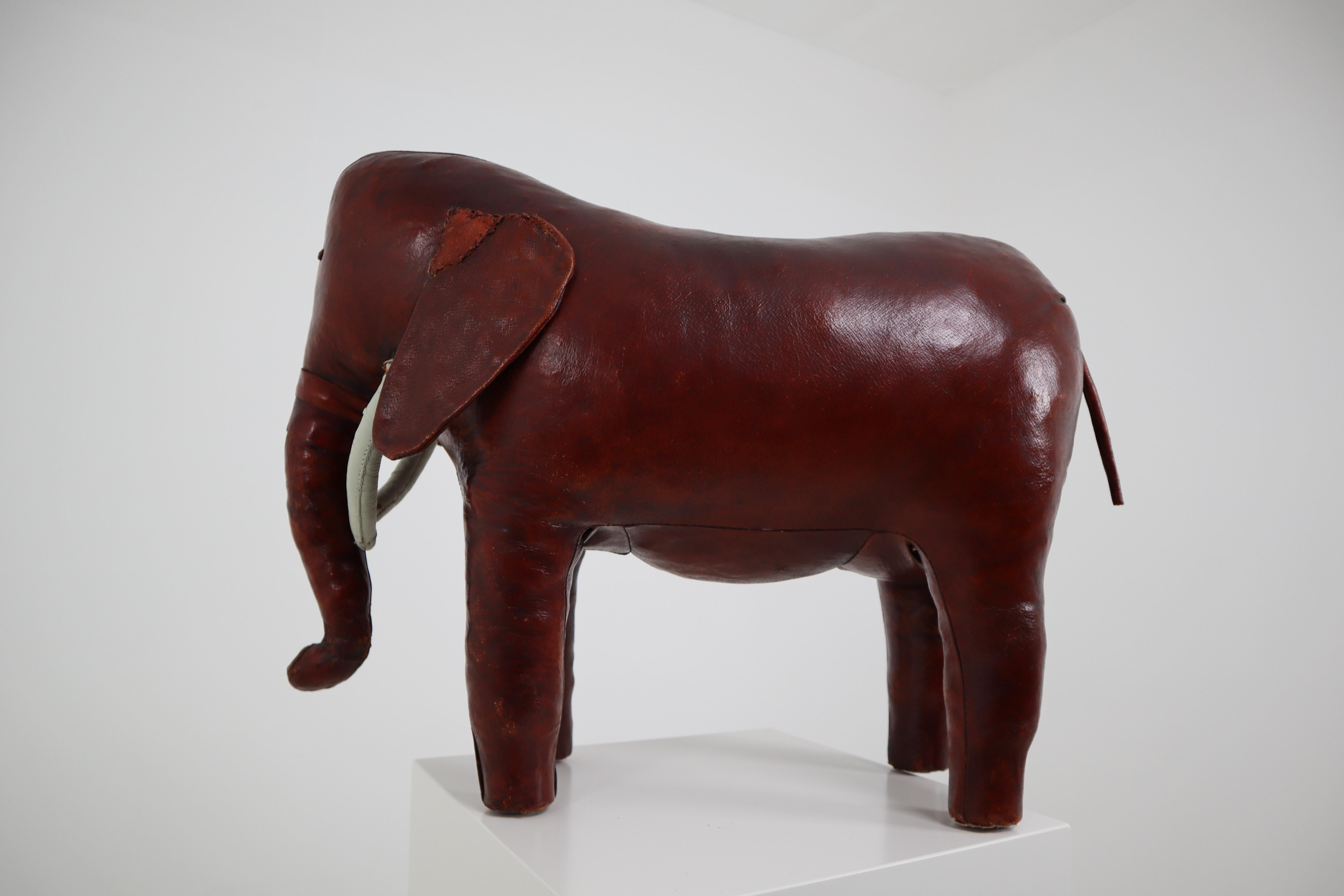 Mid-Century Modern Leather Elephant Foot Stool by Dimitri Omersa for Abercrombie and Fitch