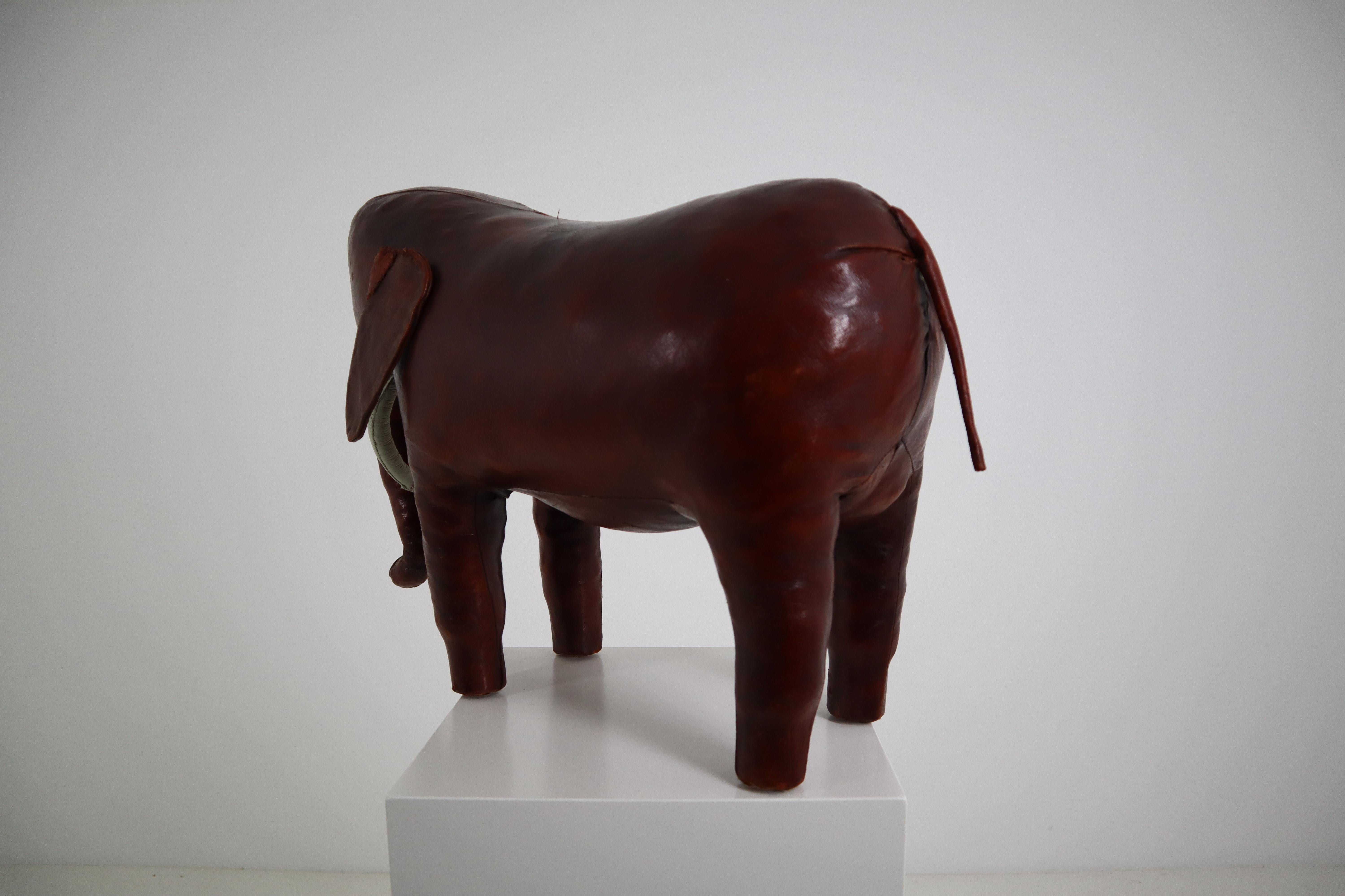 British Leather Elephant Foot Stool by Dimitri Omersa for Abercrombie and Fitch