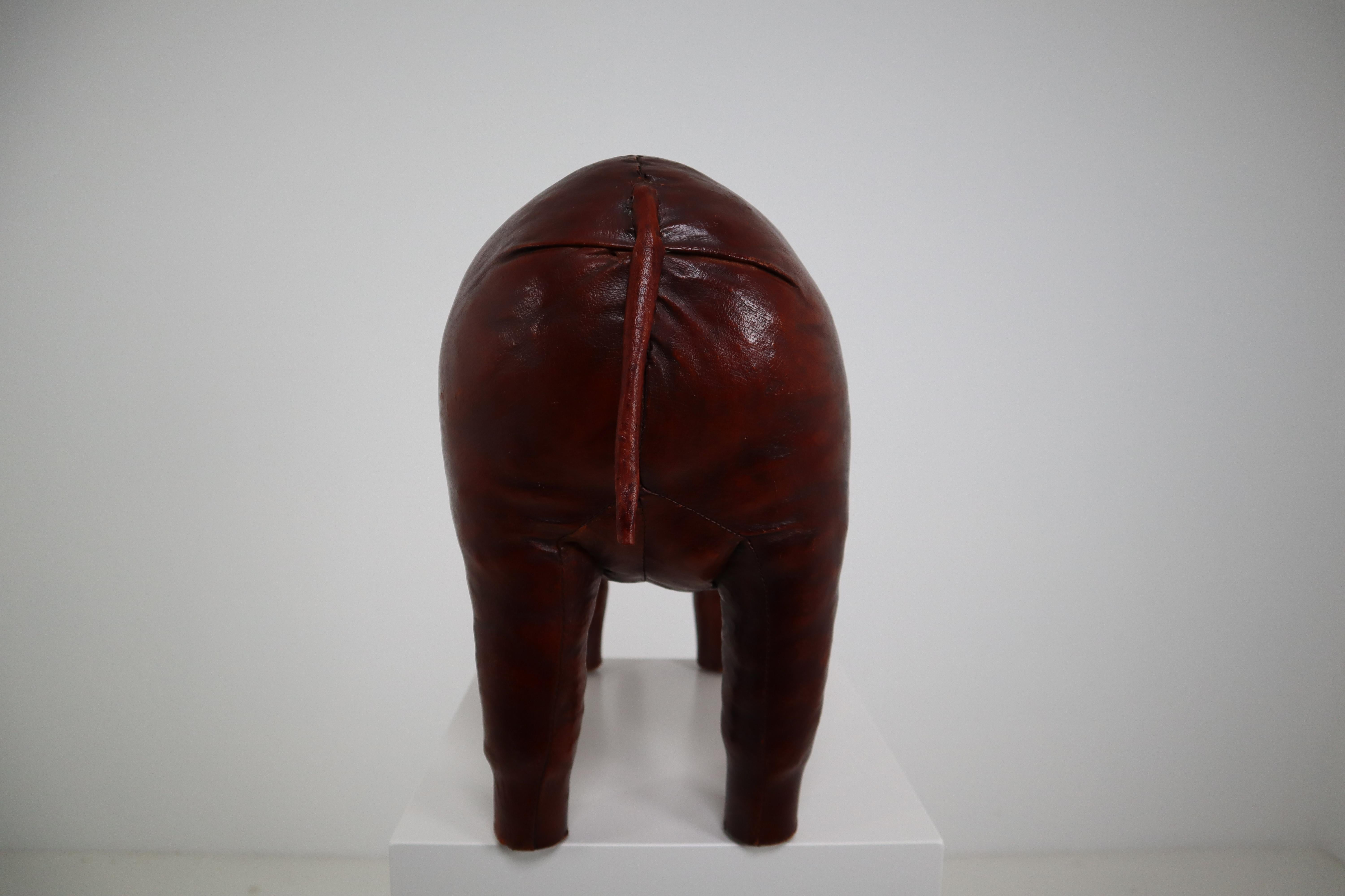 Leather Elephant Foot Stool by Dimitri Omersa for Abercrombie and Fitch In Good Condition In Almelo, NL