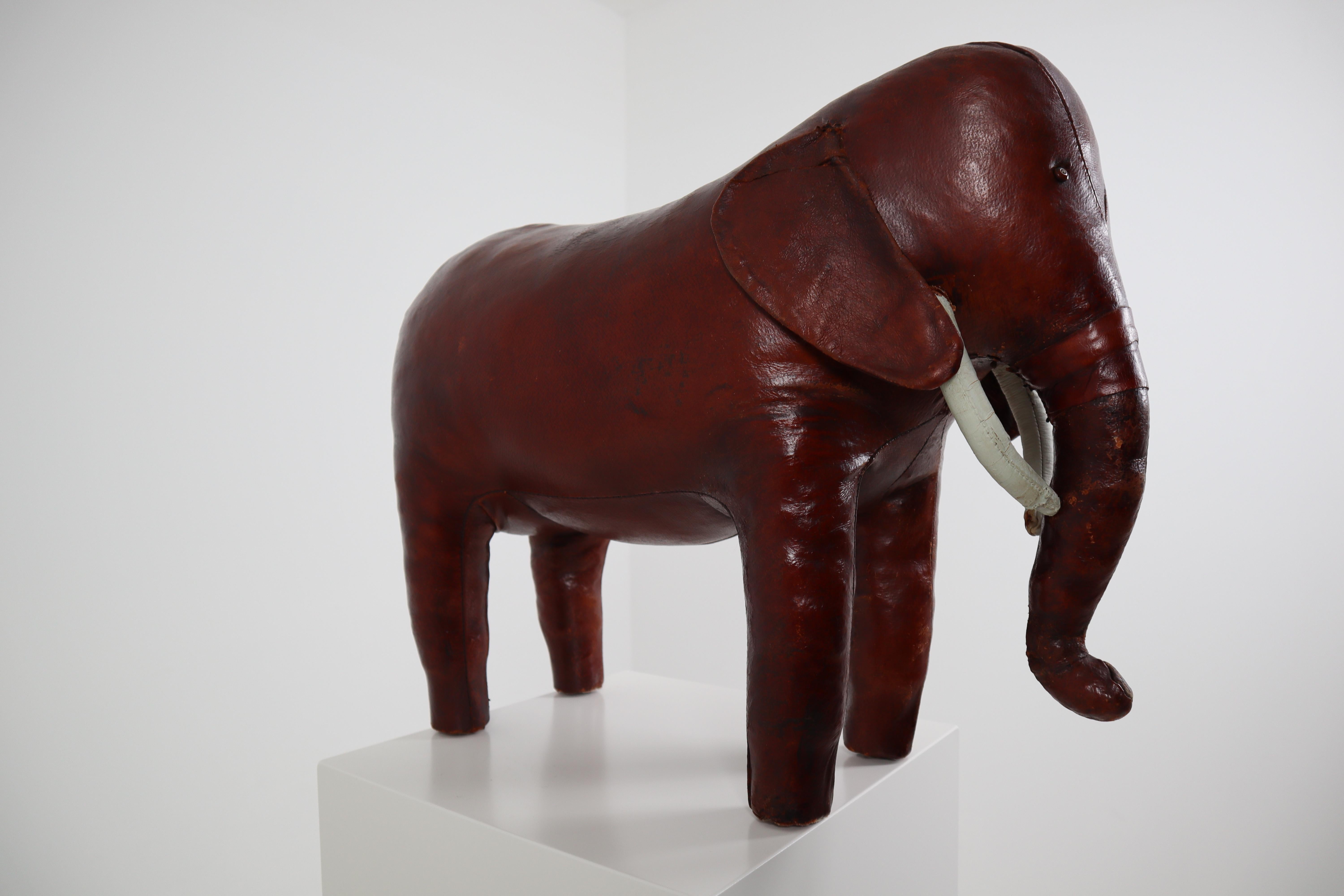 Leather Elephant Foot Stool by Dimitri Omersa for Abercrombie and Fitch 1